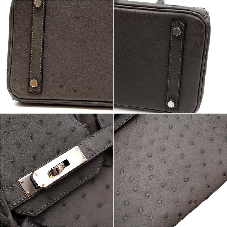 Hermès Birkin 30 Ostrich Leather Graphite Bag - Gold Hardware