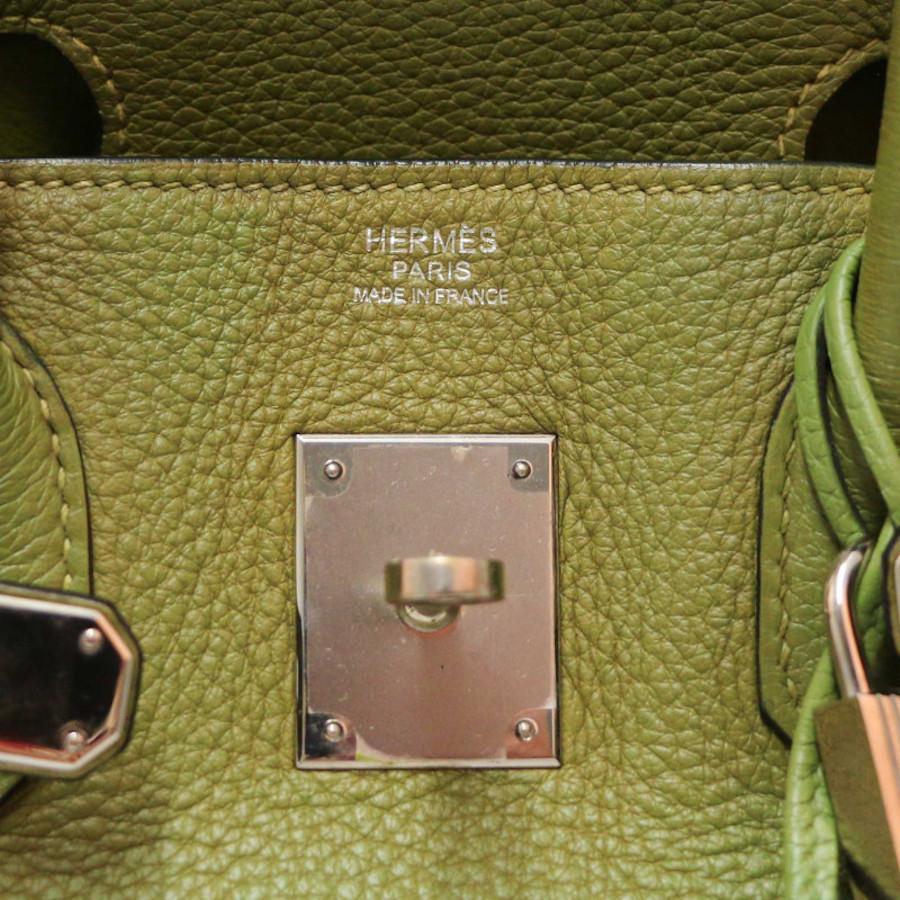 Hermès Birkin 30 in fennel green from 2009 For Sale 4