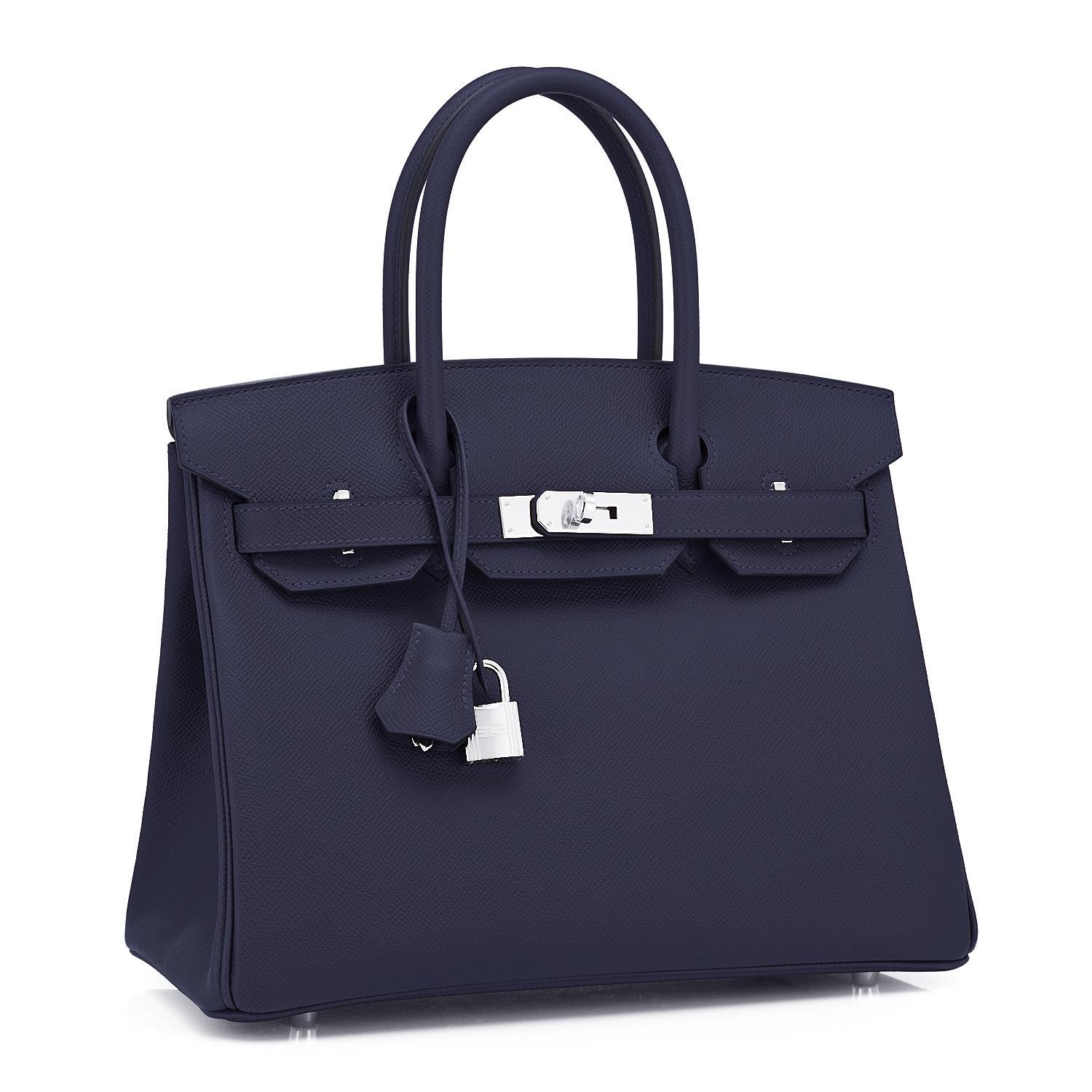 Hermes Indigo Navy Blue Birkin 30cm Epsom Palladium Bag Y Stamp, 2020
Devastatingly gorgeous!! One of the sexiest combinations we have ever seen!
Brand New in Box.  Store Fresh.  Pristine Condition (with plastic on hardware).
Just purchased from