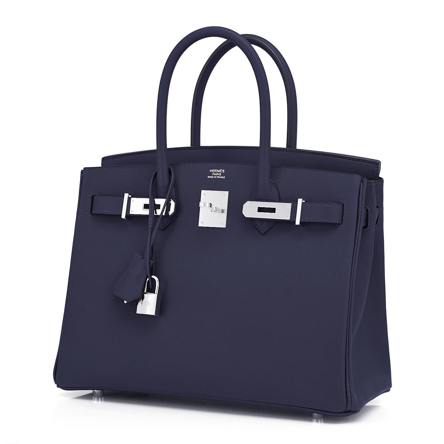 Hermes Birkin 30 Indigo Jewel Tone Navy Blue Epsom Palladium Bag Y Stamp, 2020 1