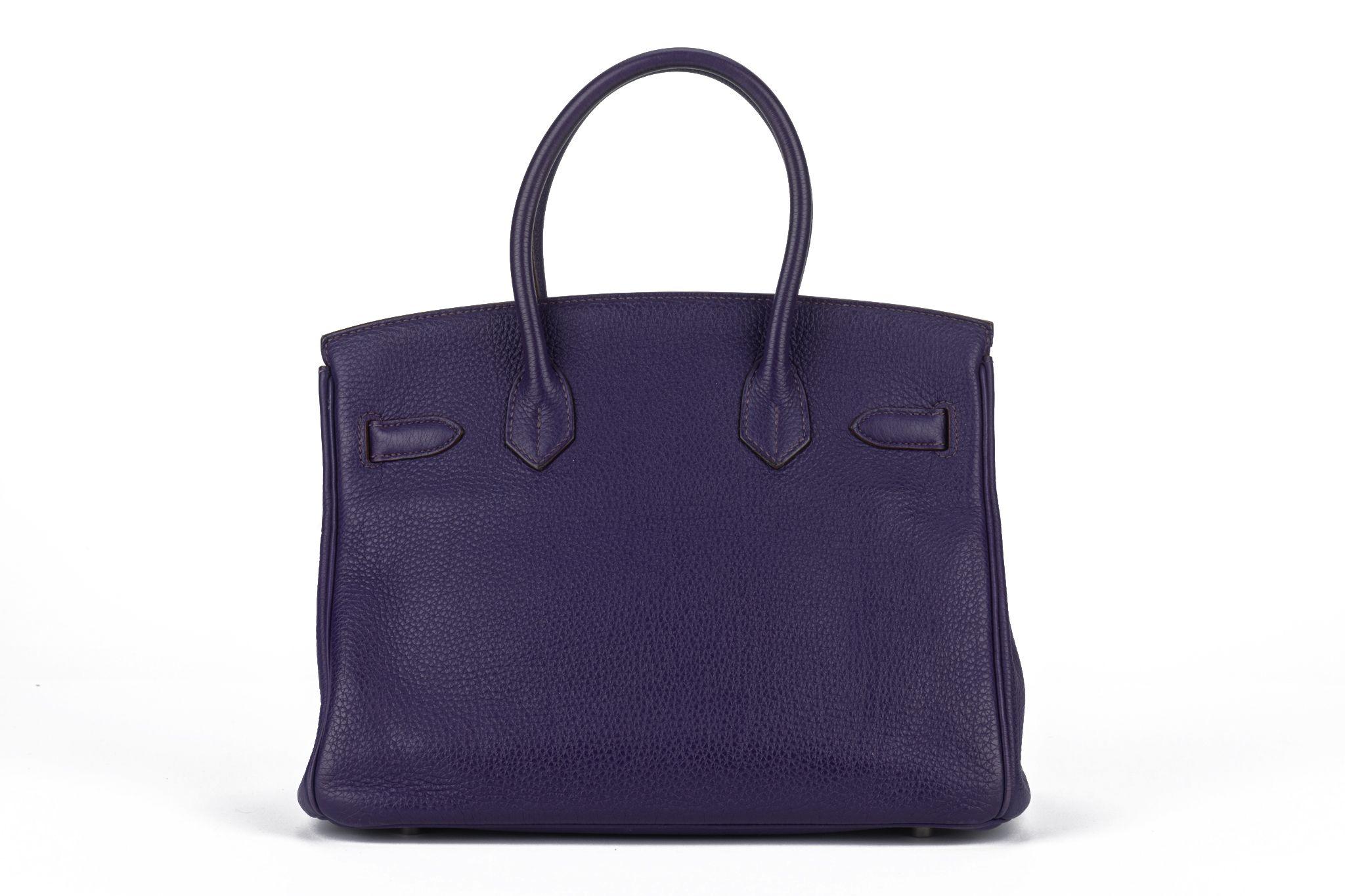 Hermès Birkin 30 Iris Clemence Palladio In Excellent Condition For Sale In West Hollywood, CA