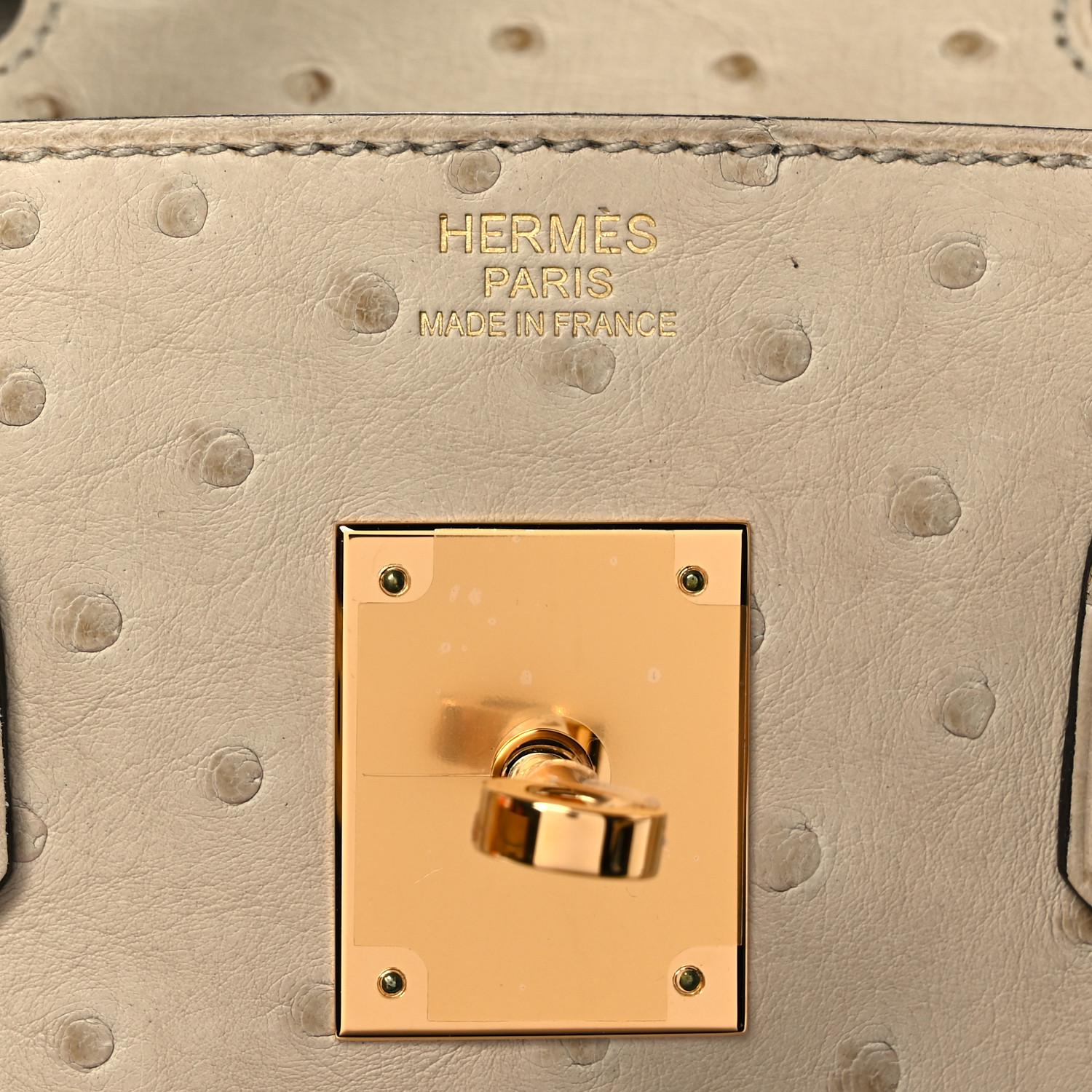 HERMES Birkin 30 Ivory Cream Exotic Lizard Gold Top Handle Tote Bag In Good Condition In Chicago, IL