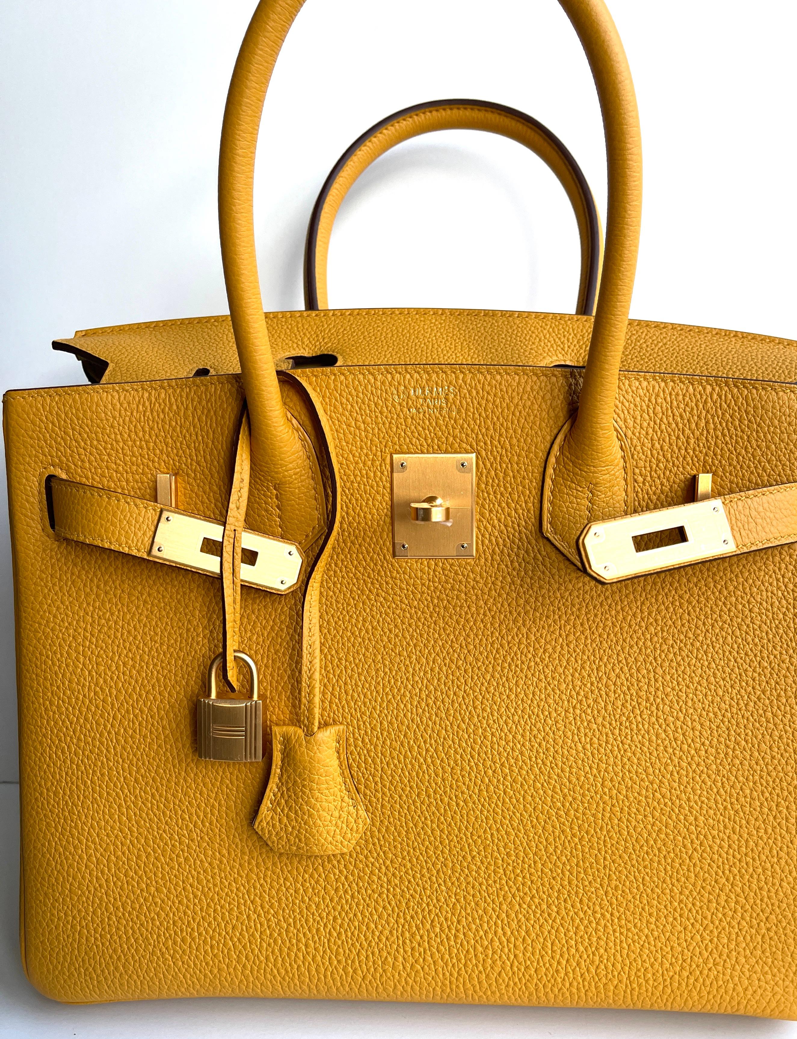 Hermès Birkin 30 Jaune Ambre Togo Brushed Gold Horseshoe VIP ORDER 1