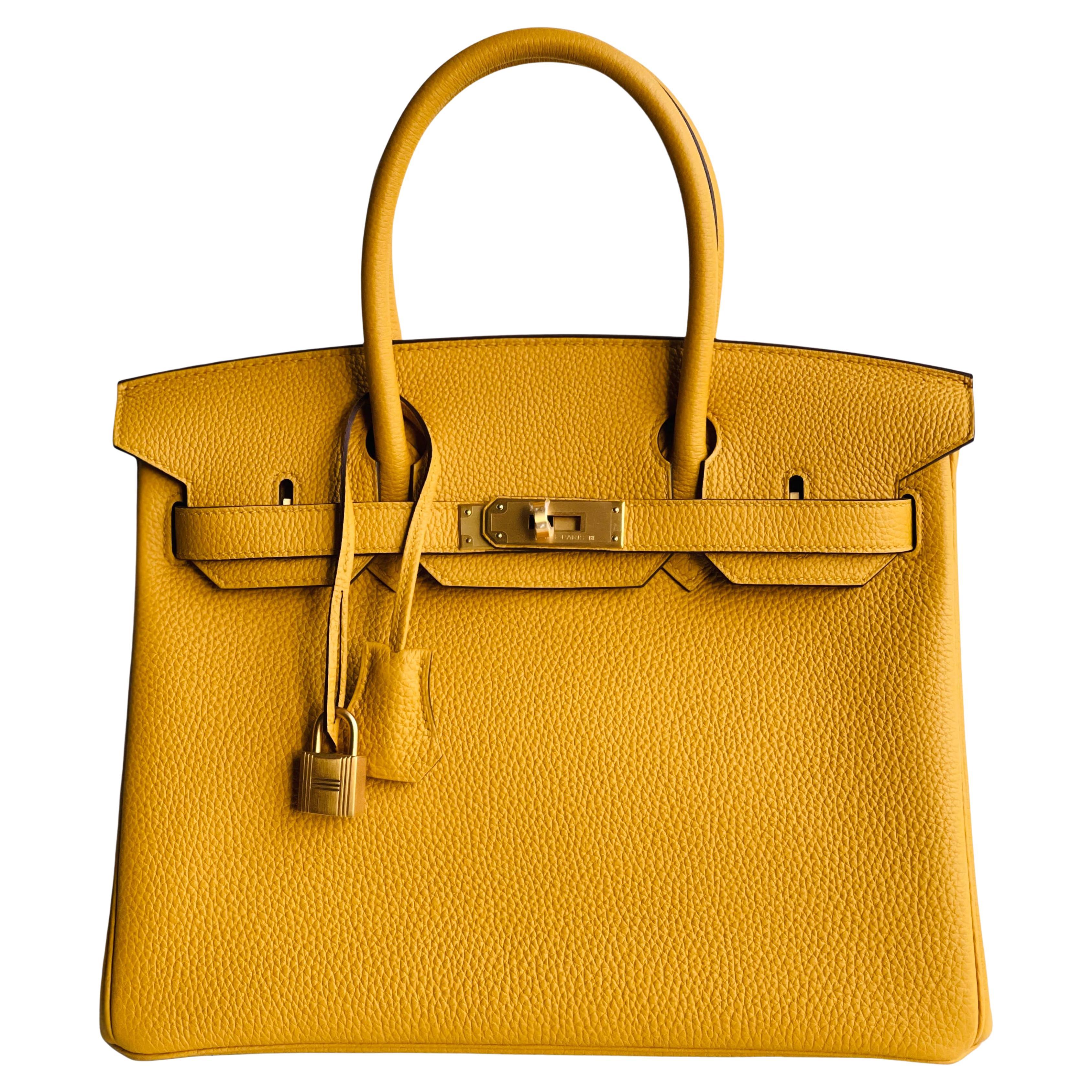 Hermès Birkin 30 Jaune Ambre Togo Brushed Gold Horseshoe VIP ORDER