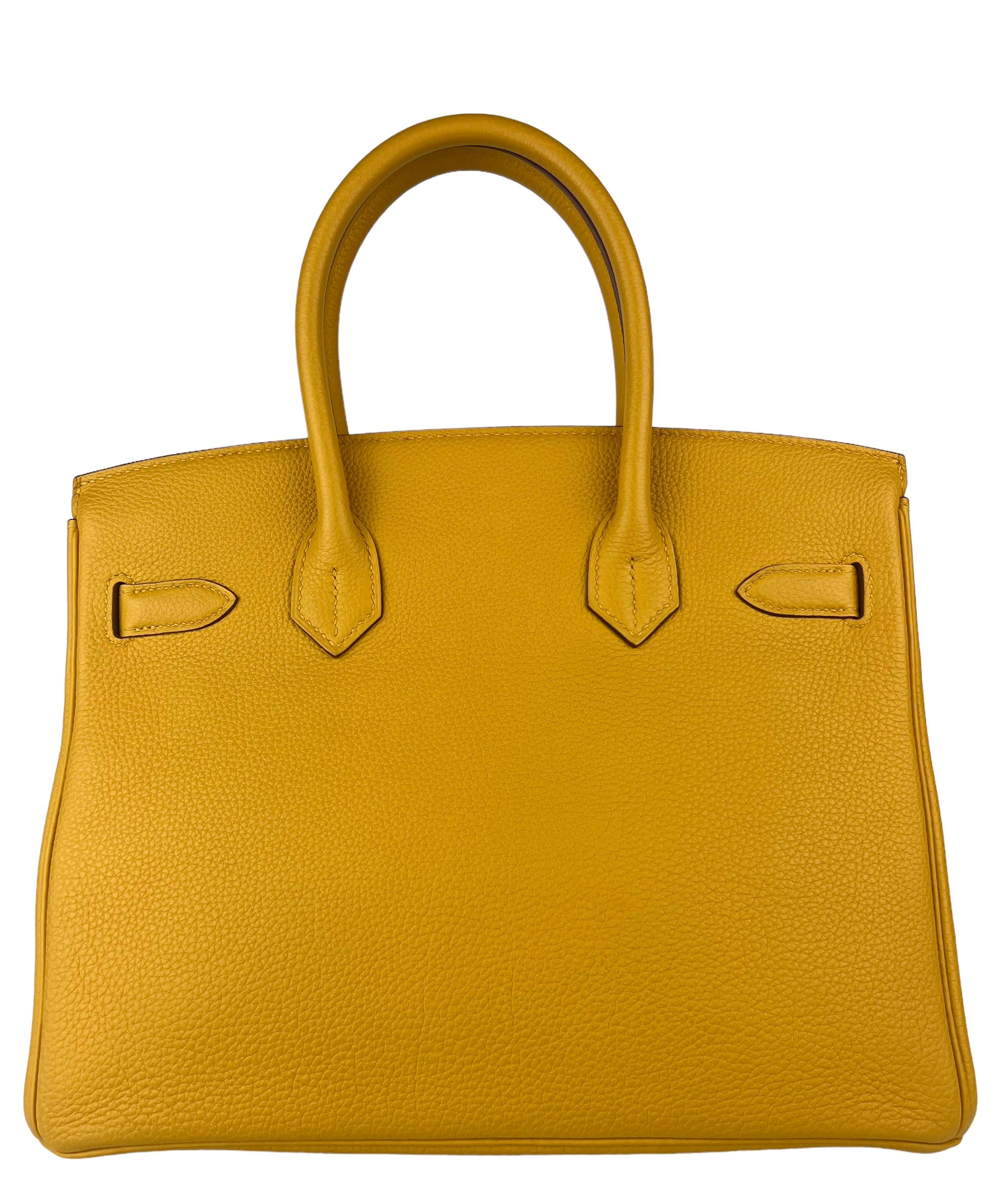 Hermes Birkin 30 Jaune Ambre Yellow Leather Gold Hardware Handbag Bag Excellent état à Miami, FL