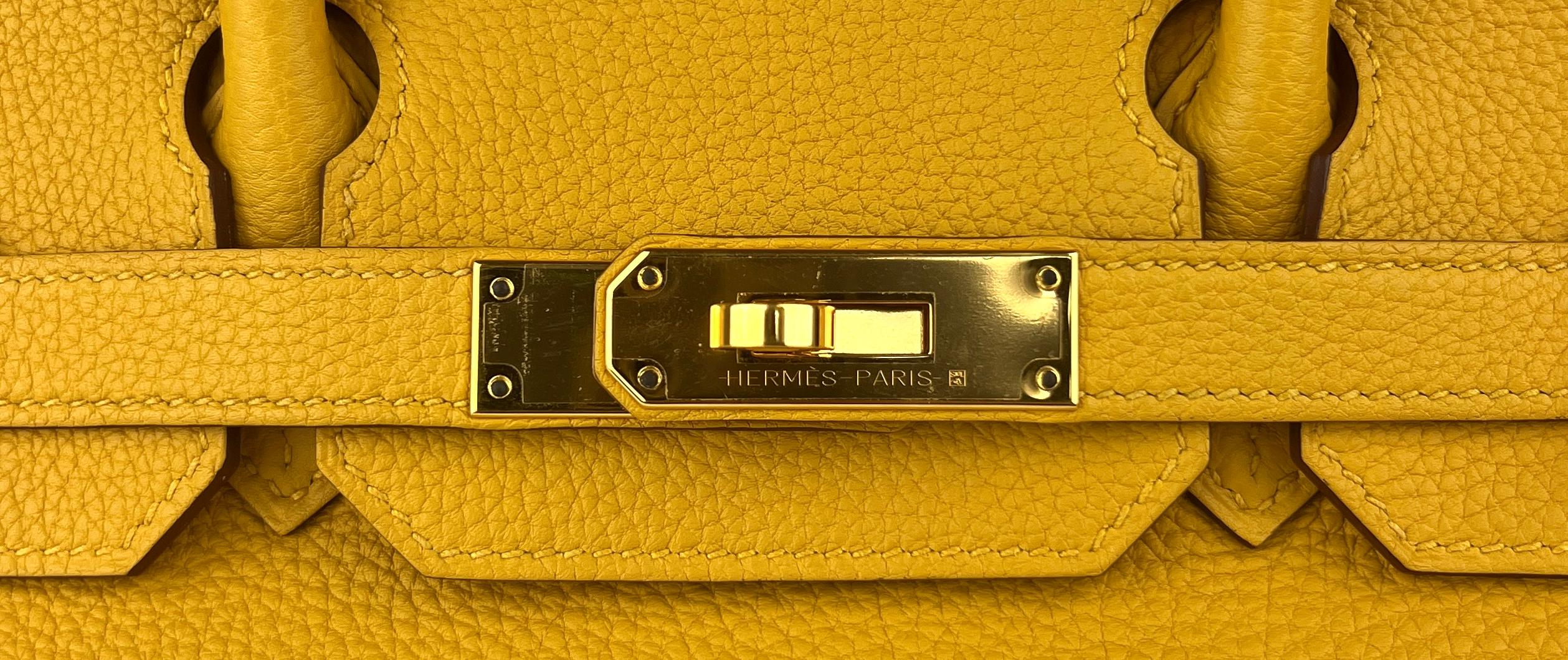  Hermes Birkin 30 Jaune Ambre Yellow Leather Gold Hardware Handbag Bag Unisexe 