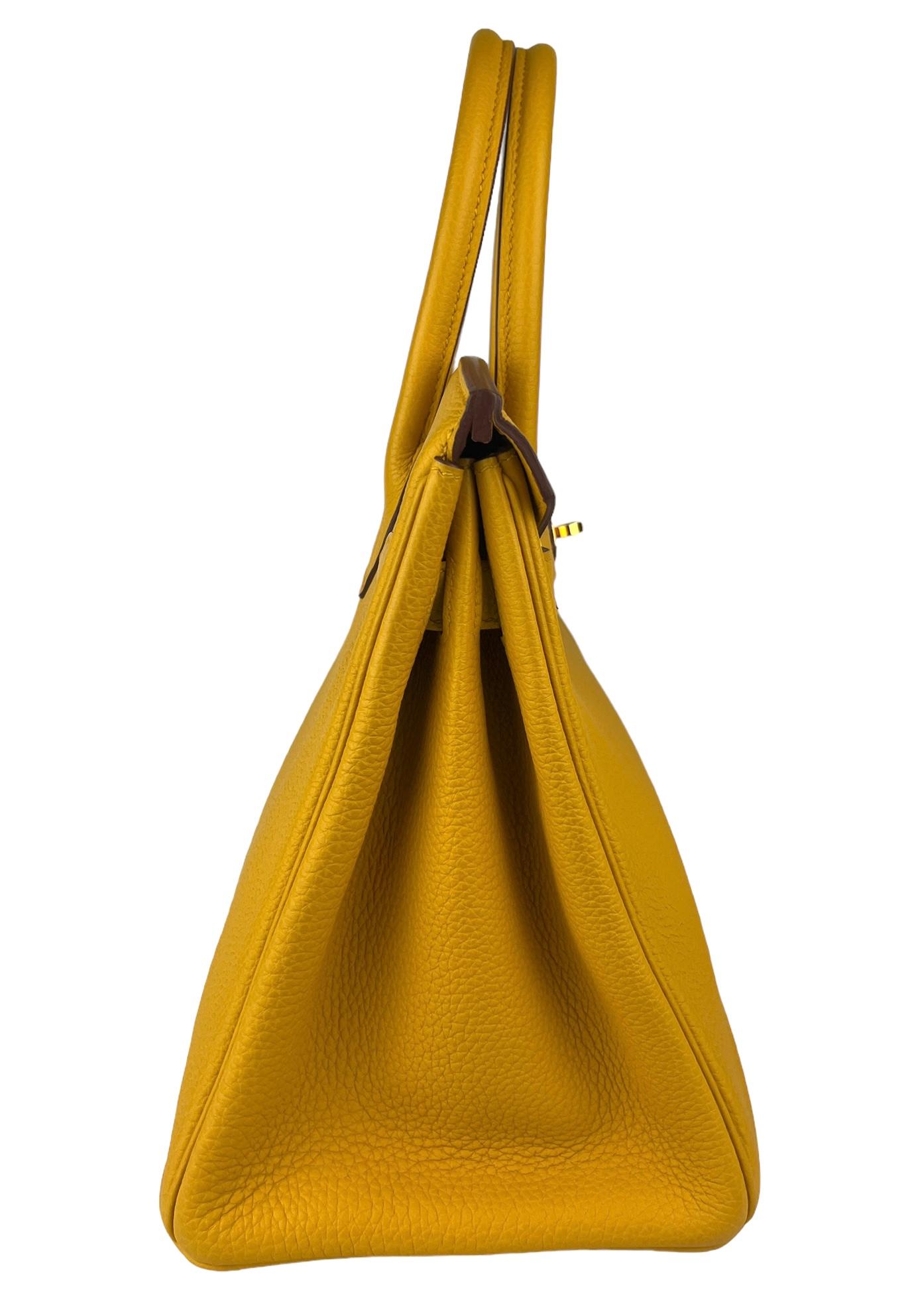 Hermes Birkin 30 Jaune Ambre Yellow Leather Gold Hardware Handbag Bag 2