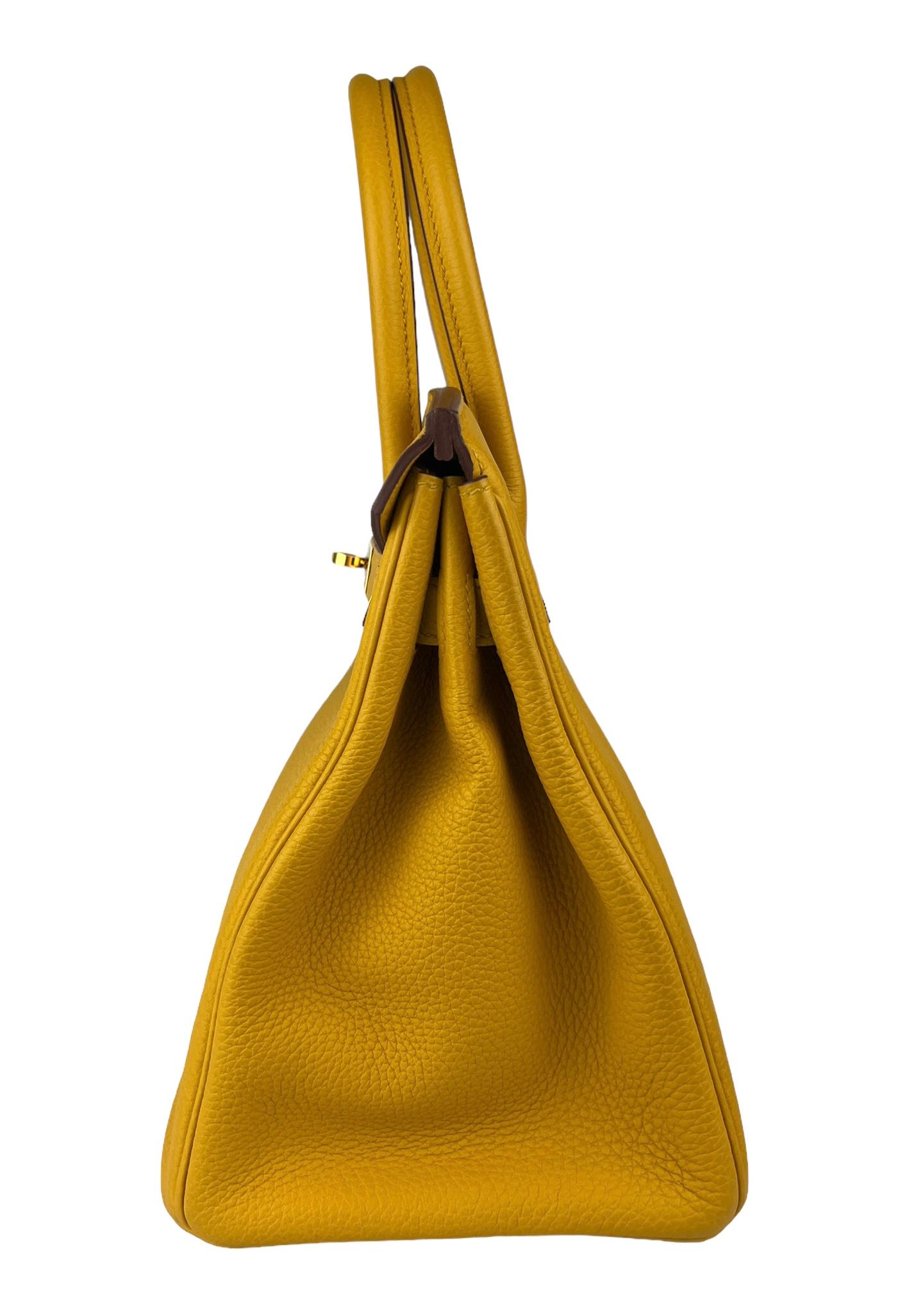 Hermes Birkin 30 Jaune Ambre Yellow Leather Gold Hardware Handbag Bag 3