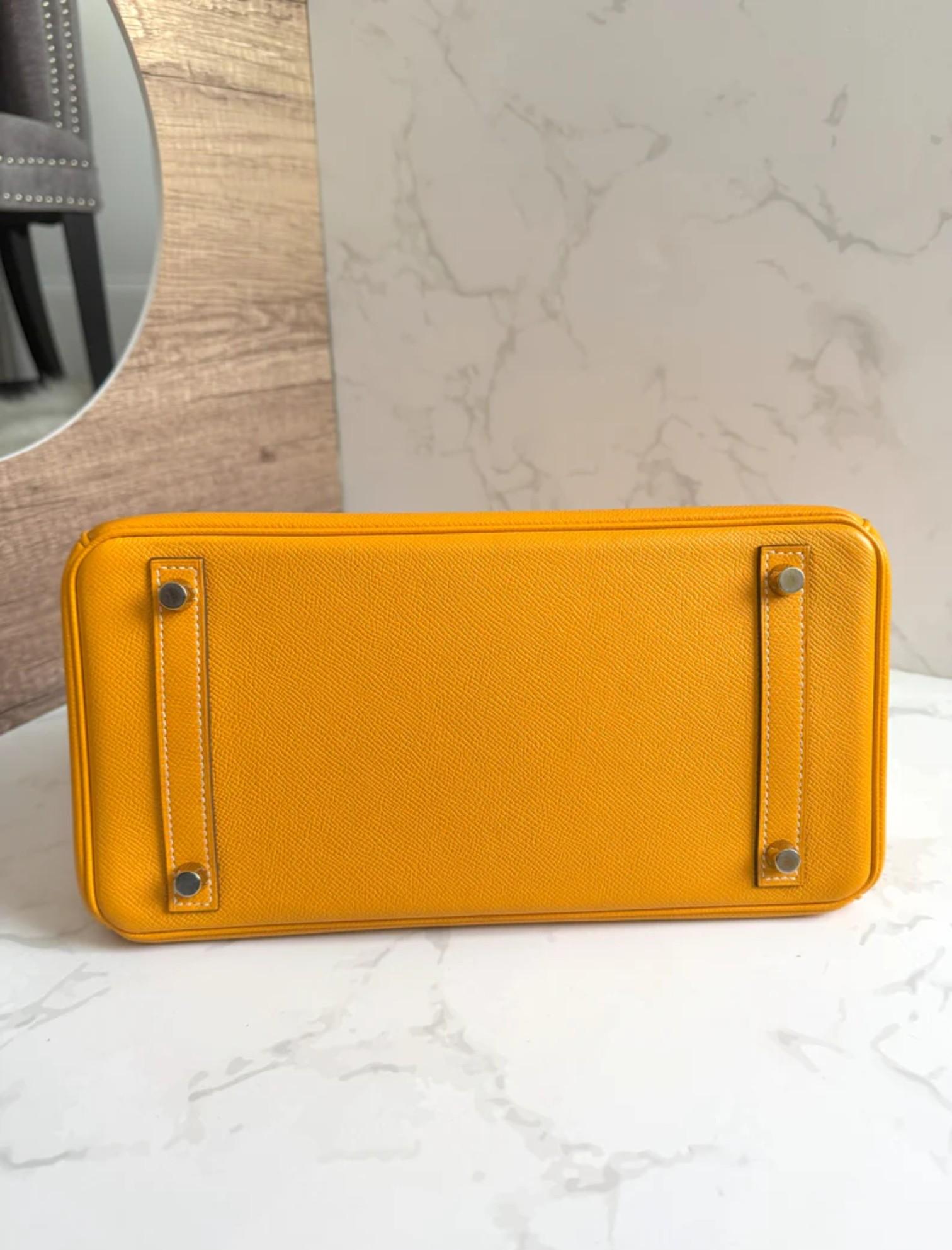 Hermès Birkin 30 Jaune d'Or Cuir Epsom Candy Edition Intérieur Orange & HW Or Pour femmes en vente