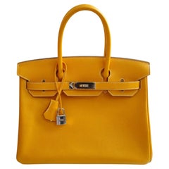 Hermès Birkin 30 Jaune d'Or Cuir Epsom Candy Edition Intérieur Orange & HW Or