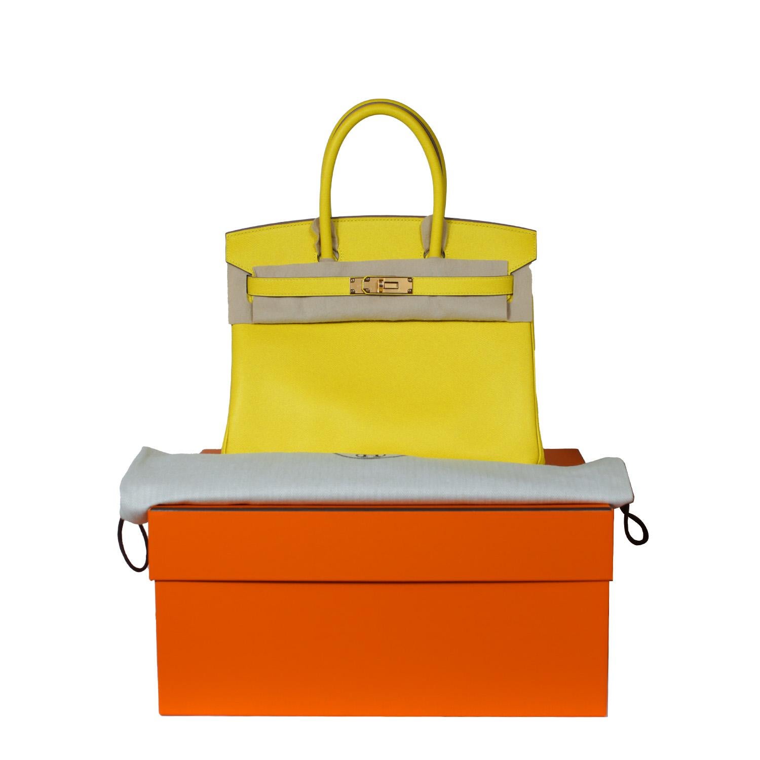 Hermes Birkin 30 Lime Epsom Leather Gold Hardware For Sale 12
