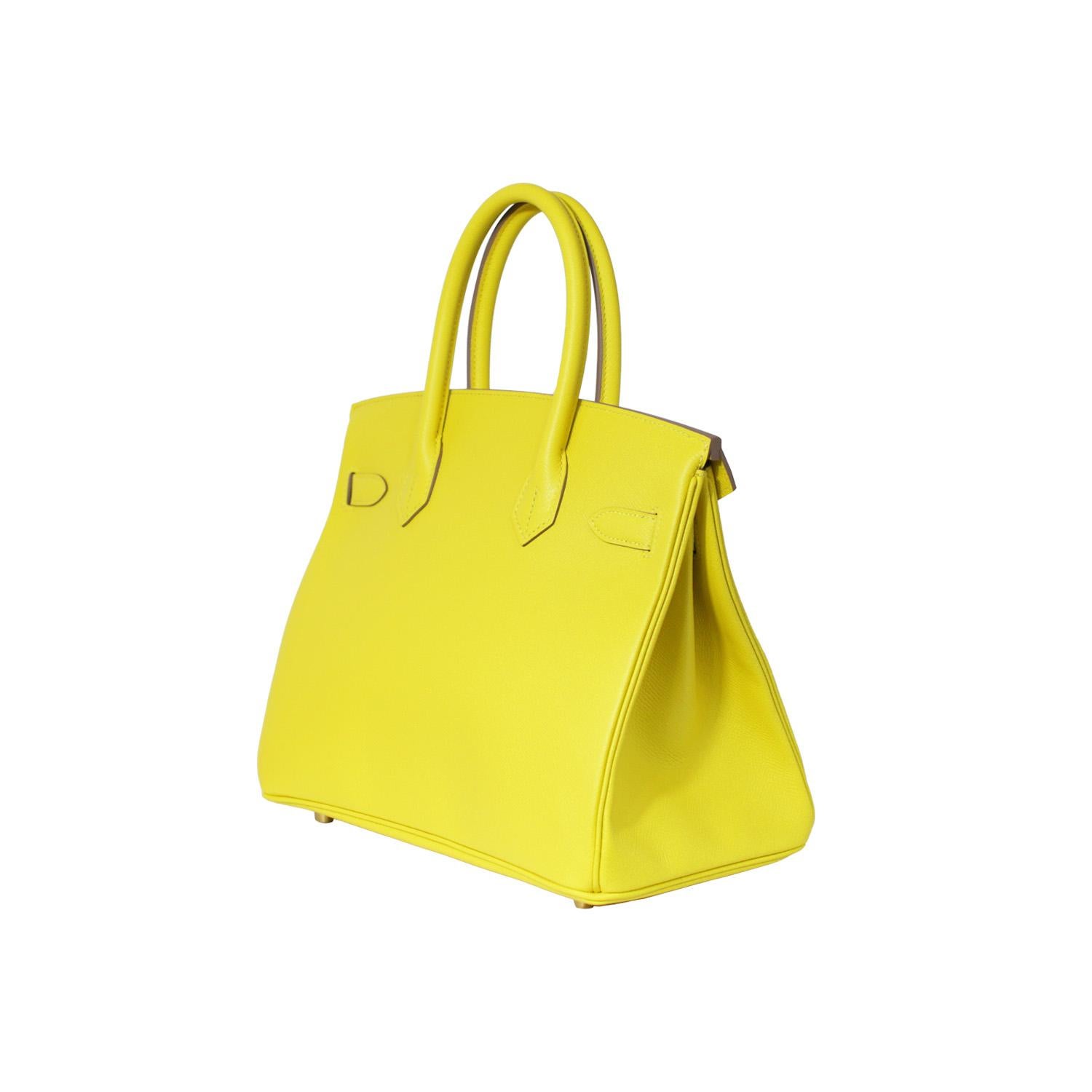 Hermes Birkin 30 Lime Epsom Leather Gold Hardware In Excellent Condition For Sale In London, GB