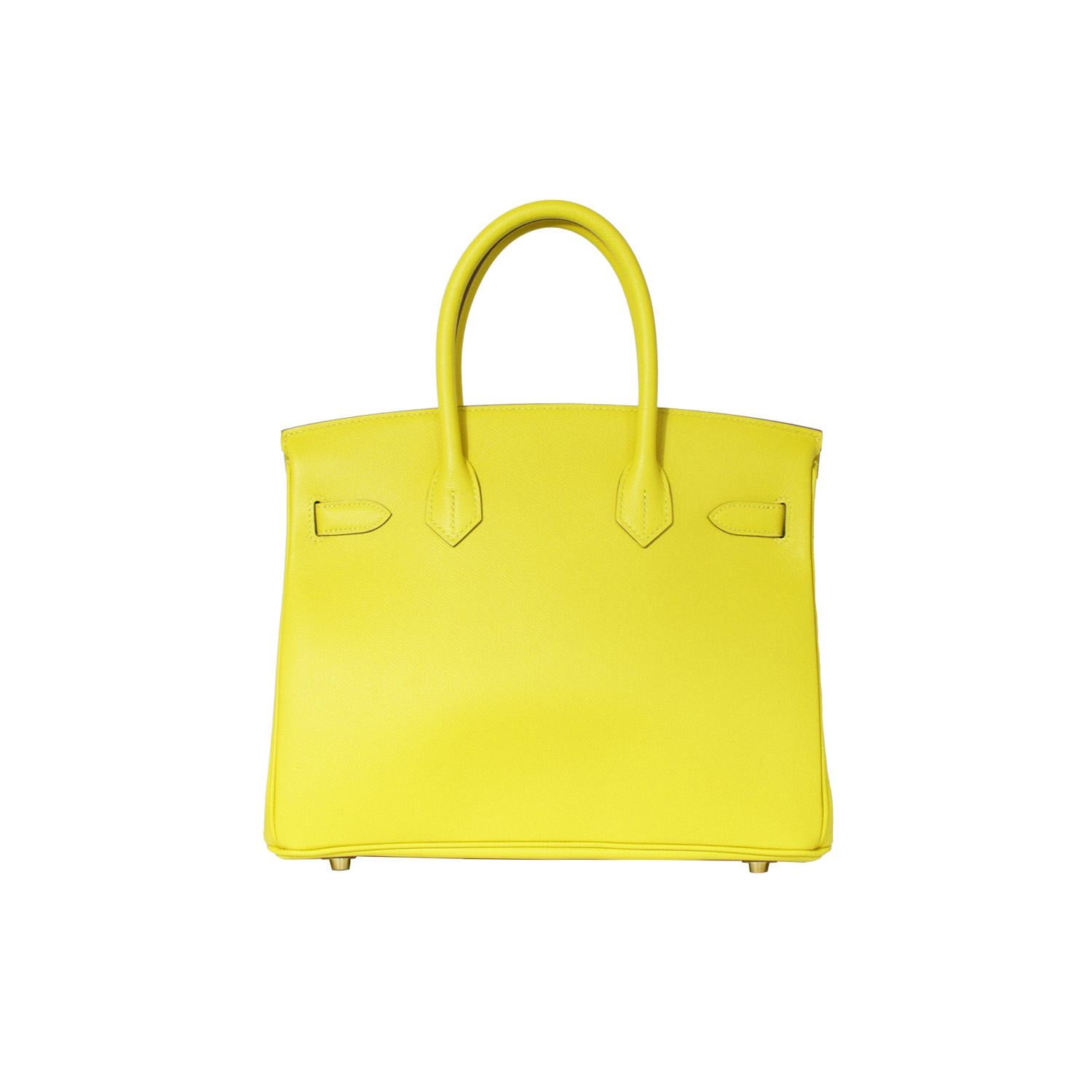 Women's or Men's Hermes Birkin 30 Lime Epsom Leather Gold Hardware For Sale