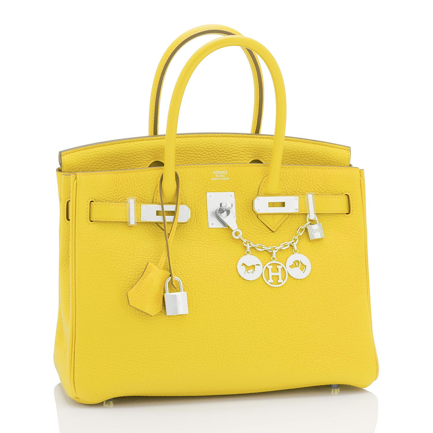 Hermes Birkin 30 Lime Fluo Yellow Bag RARE U Stamp, 2022 
Just purchased from Hermes store; bag bears new interior 2022 U Stamp.
Brand New in Box. Store Fresh. Pristine condition (with plastic on hardware). 
Perfect gift! Coming full set with keys,
