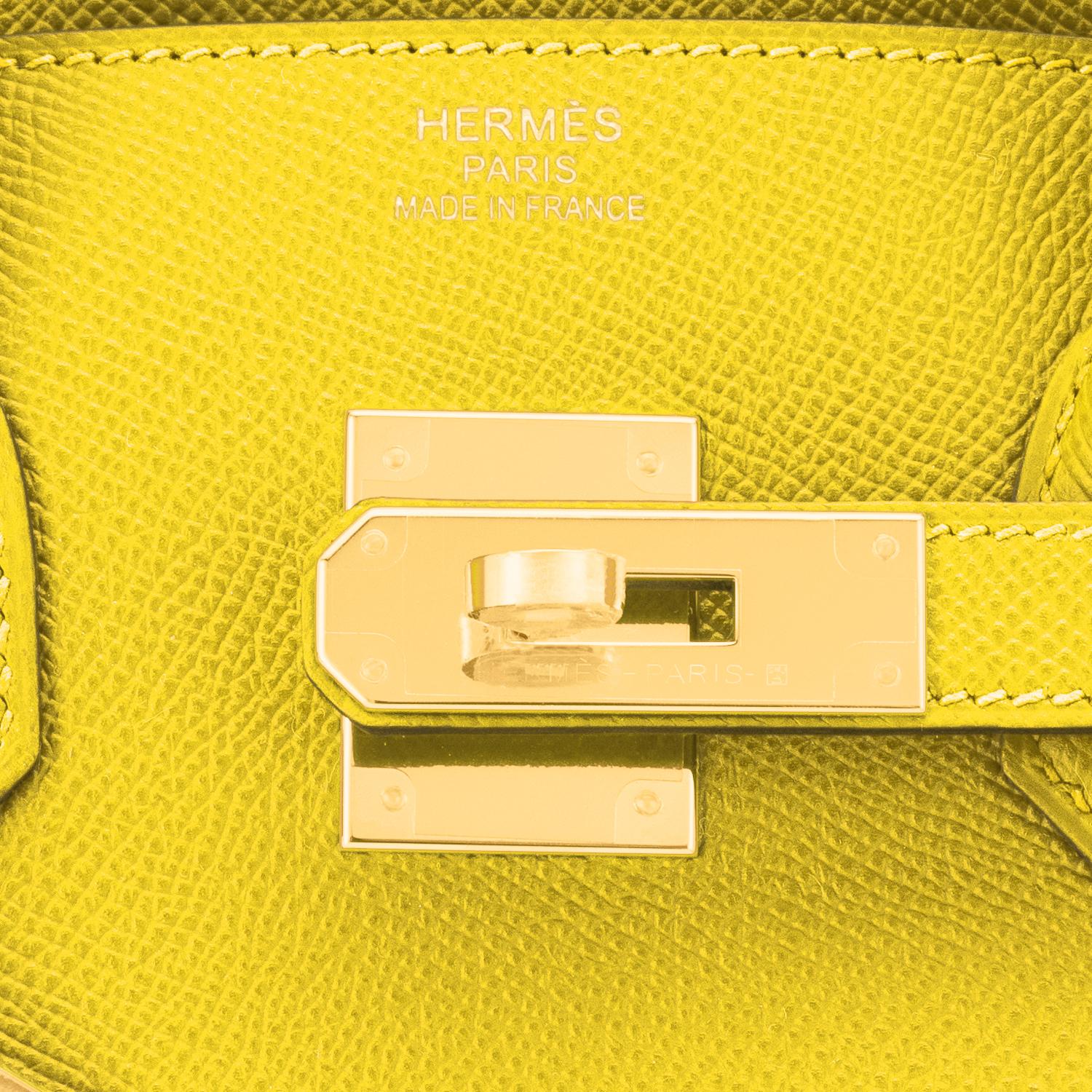 Hermes Birkin 30 Lime Fluo Yellow Epsom Gold Hardware Bag RARE Y Stamp, 2020 3