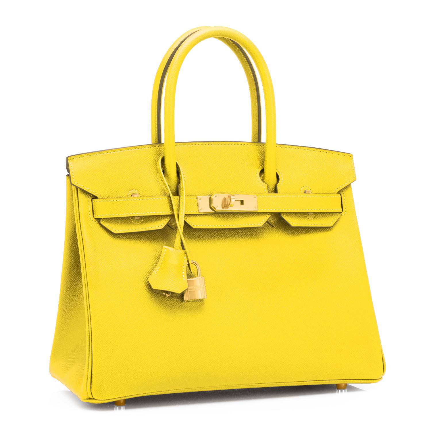 Hermes Birkin 30 Lime Fluo Yellow Epsom Gold Hardware Y Stamp, 2020
Just purchased from Hermes store; bag bears new interior 2020 Y Stamp.
Brand New in Box. Store Fresh. Pristine condition (with plastic on hardware). 
Perfect gift! Coming full set