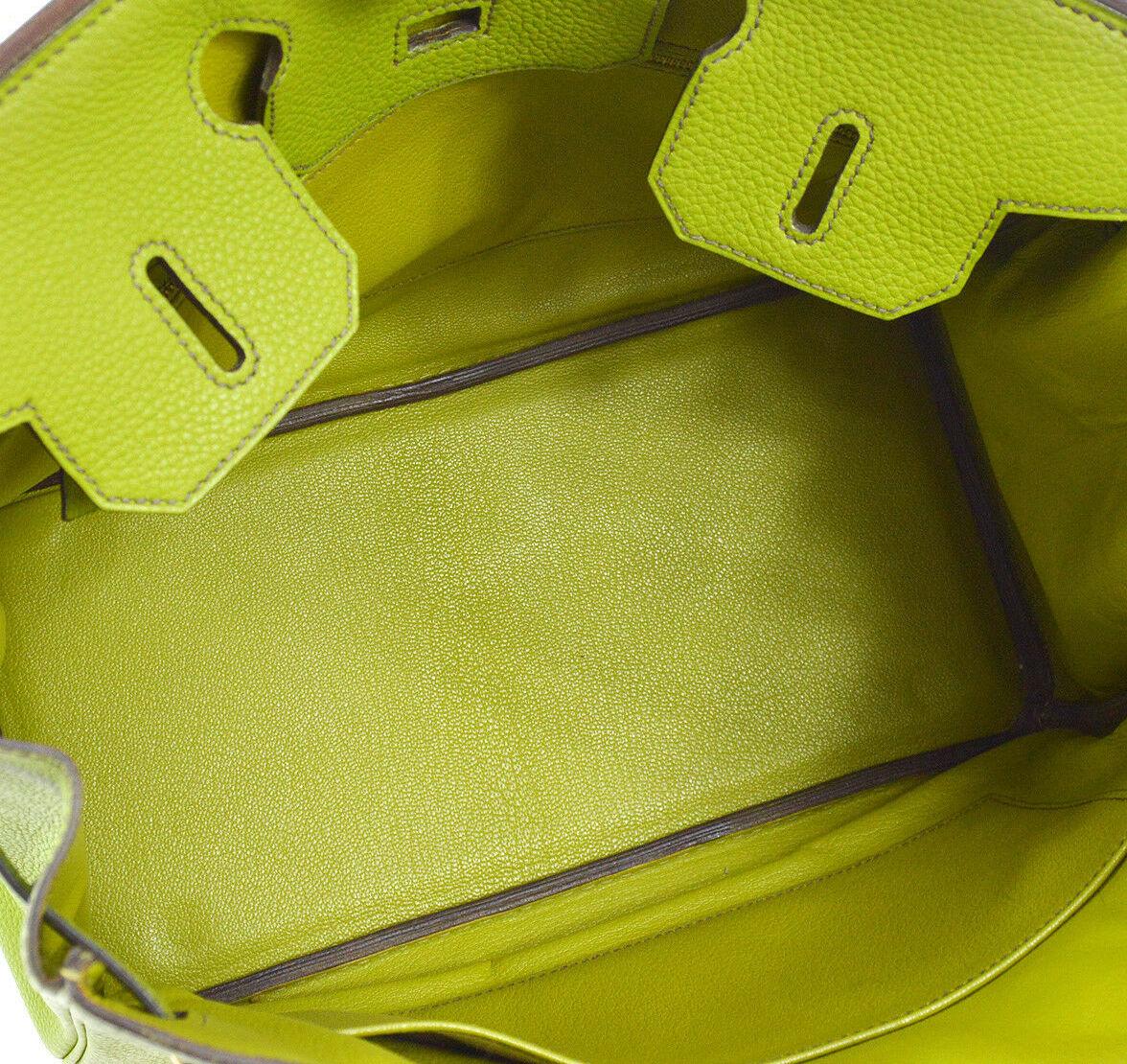 Women's Hermes Birkin 30 Lime Green Leather Silver Top Handle Satchel Tote Bag in Box