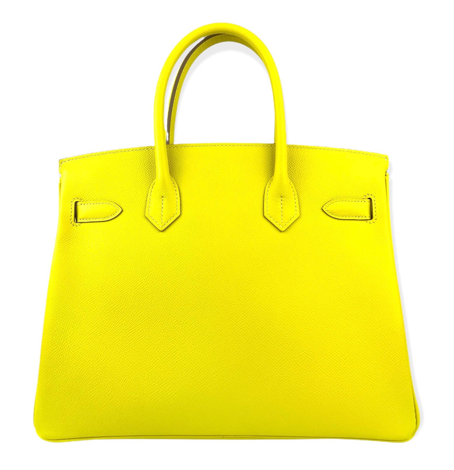 Women's or Men's Hermes Birkin 30 Lime Yellow Epsom Leather Gold Hardware 2020  For Sale