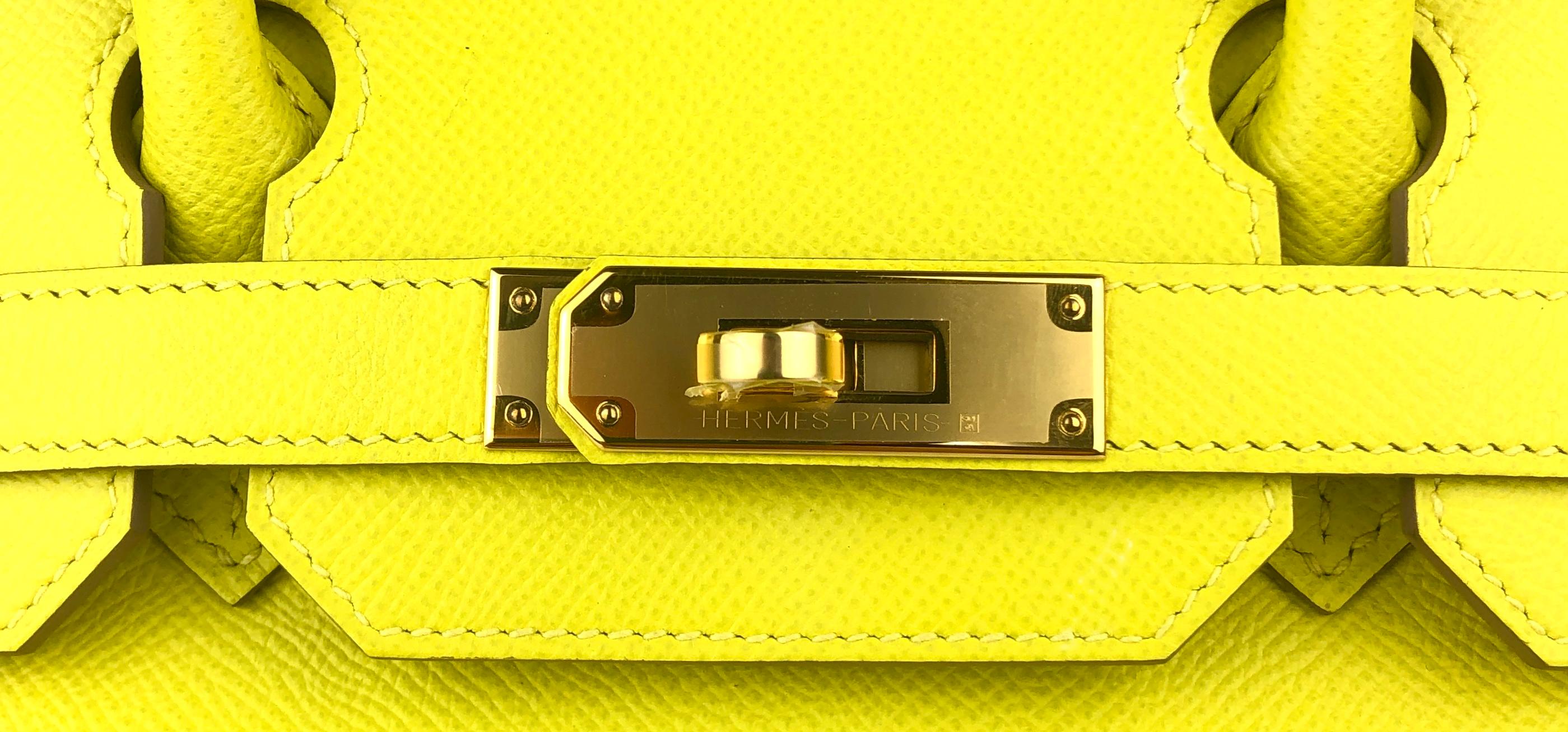 Hermes Birkin 30 Lime Yellow Epsom Leather Gold Hardware 2020  For Sale 2