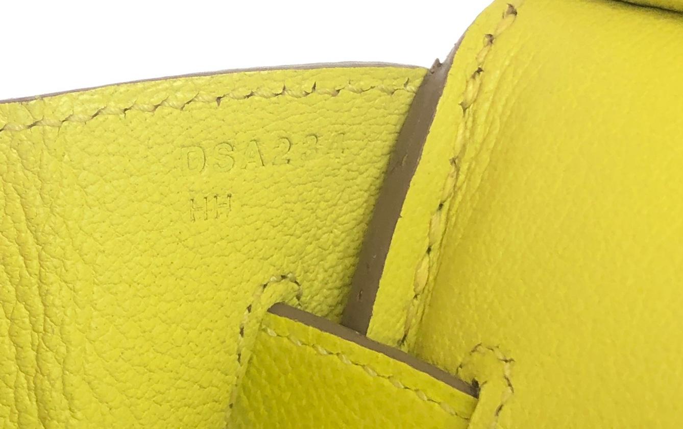 Hermes Birkin 30 Lime Yellow Epsom Leather Gold Hardware 2020  For Sale 3