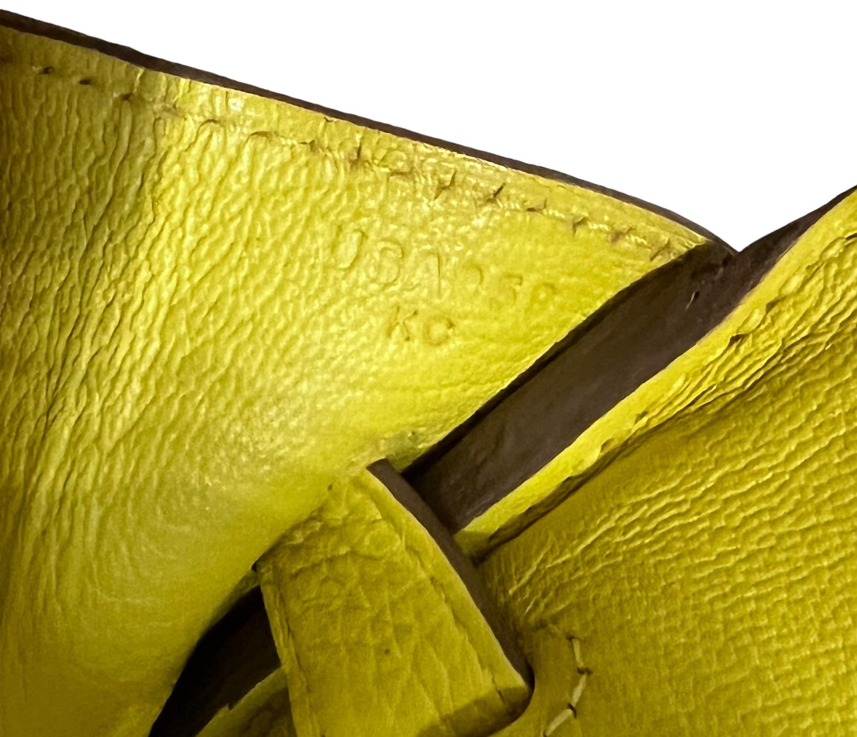 Hermes Birkin 30 Lime Yellow Leather Palladium Hardware Bag Handbag NEW 2022 en vente 4