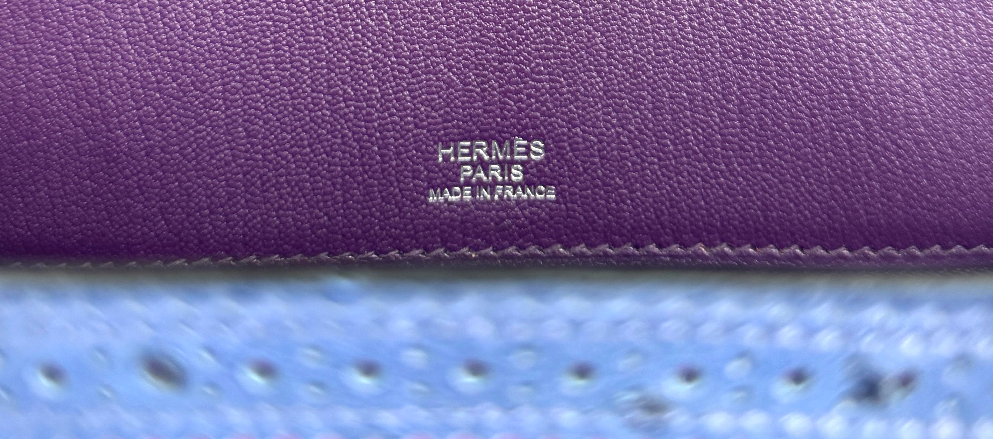 Hermes Birkin 30 Limited Ostrich Ghillies Violet, Blue de Malte & Marron d’Inde 2