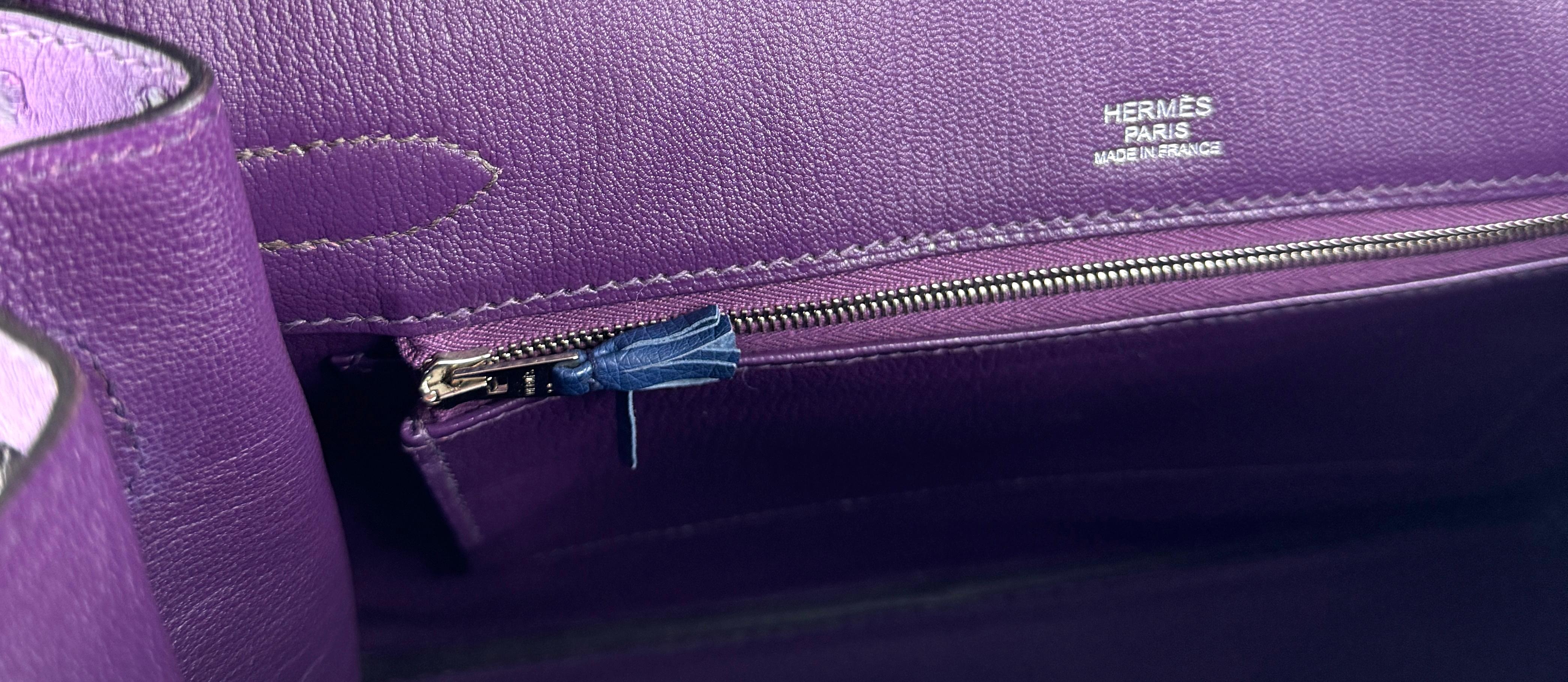 Hermes Birkin 30 Limited Ostrich Ghillies Violet, Blue de Malte & Marron d’Inde 3