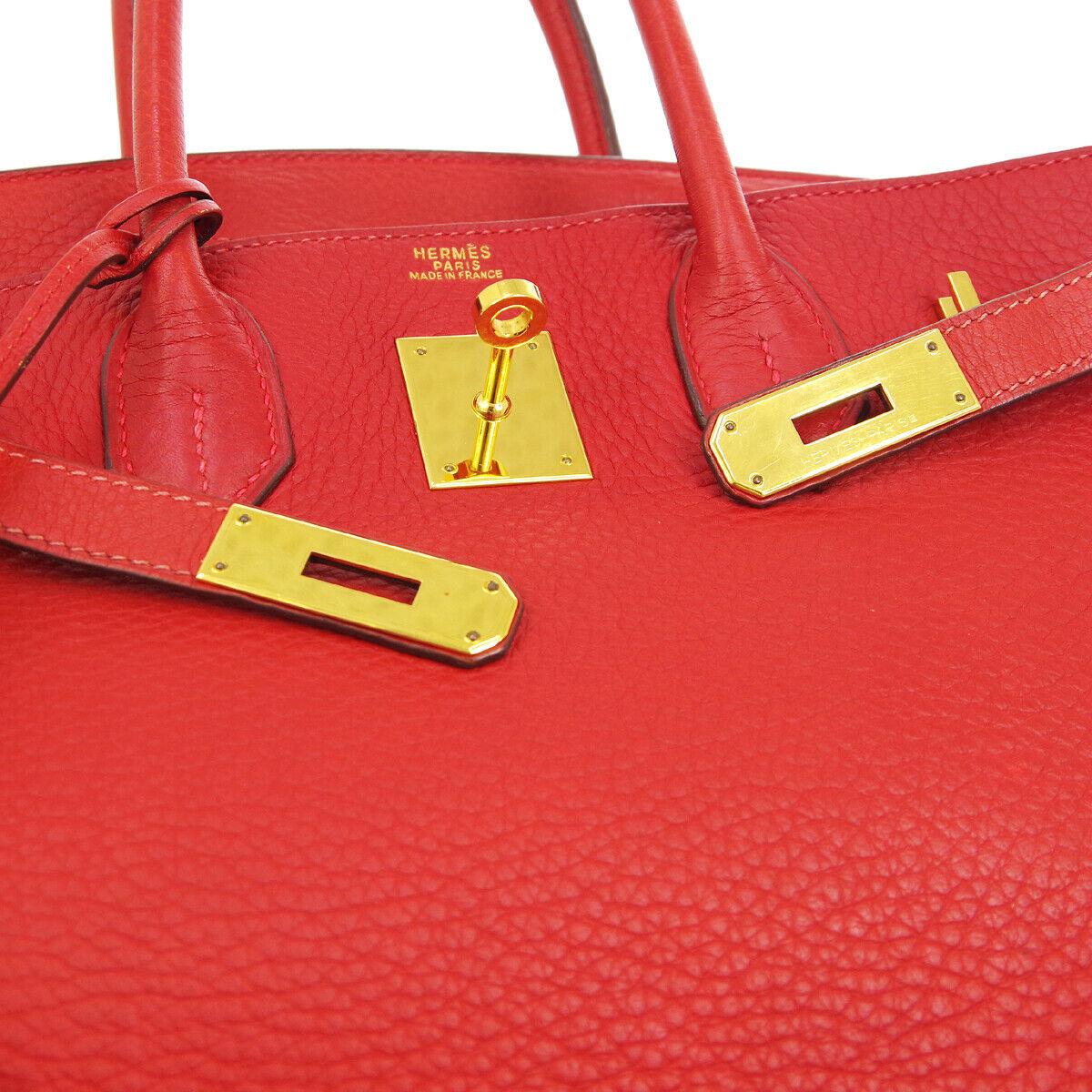 Hermes Birkin 30 Lipstick Red Leather Gold Top Handle Satchel Tote Bag  In Good Condition In Chicago, IL