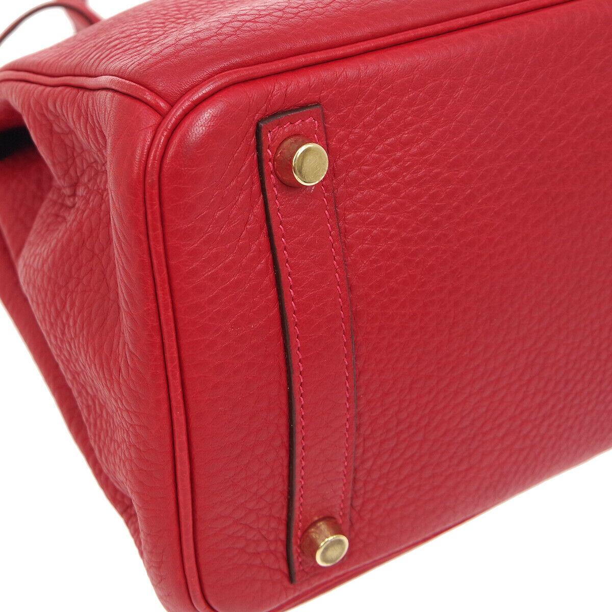 Hermes Birkin 30 Lipstick Red Leather Gold Top Handle Satchel Tote Bag  2