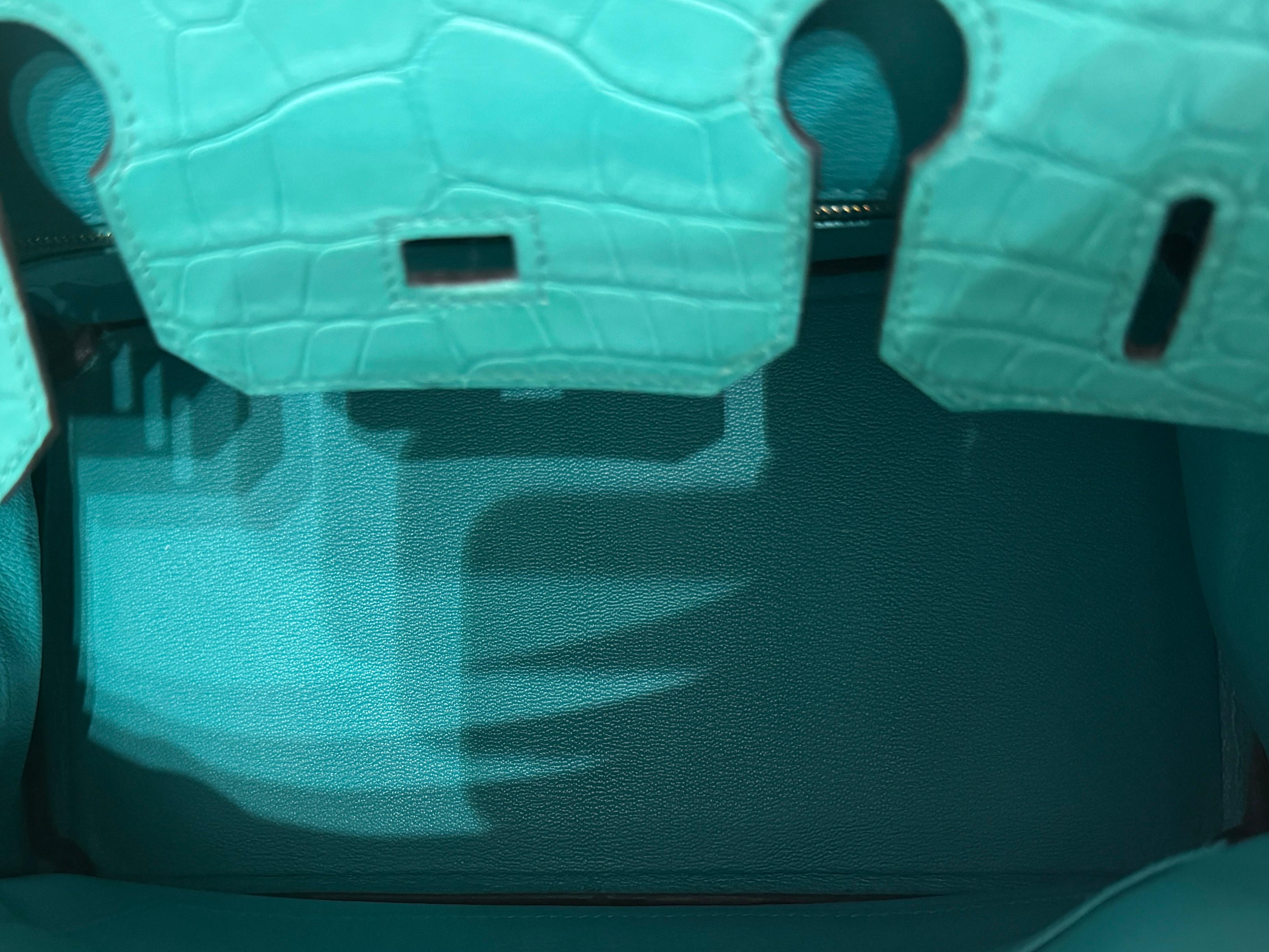 Hermes Birkin 30 Matte Alligator Blue Paon Gold Hardware 4