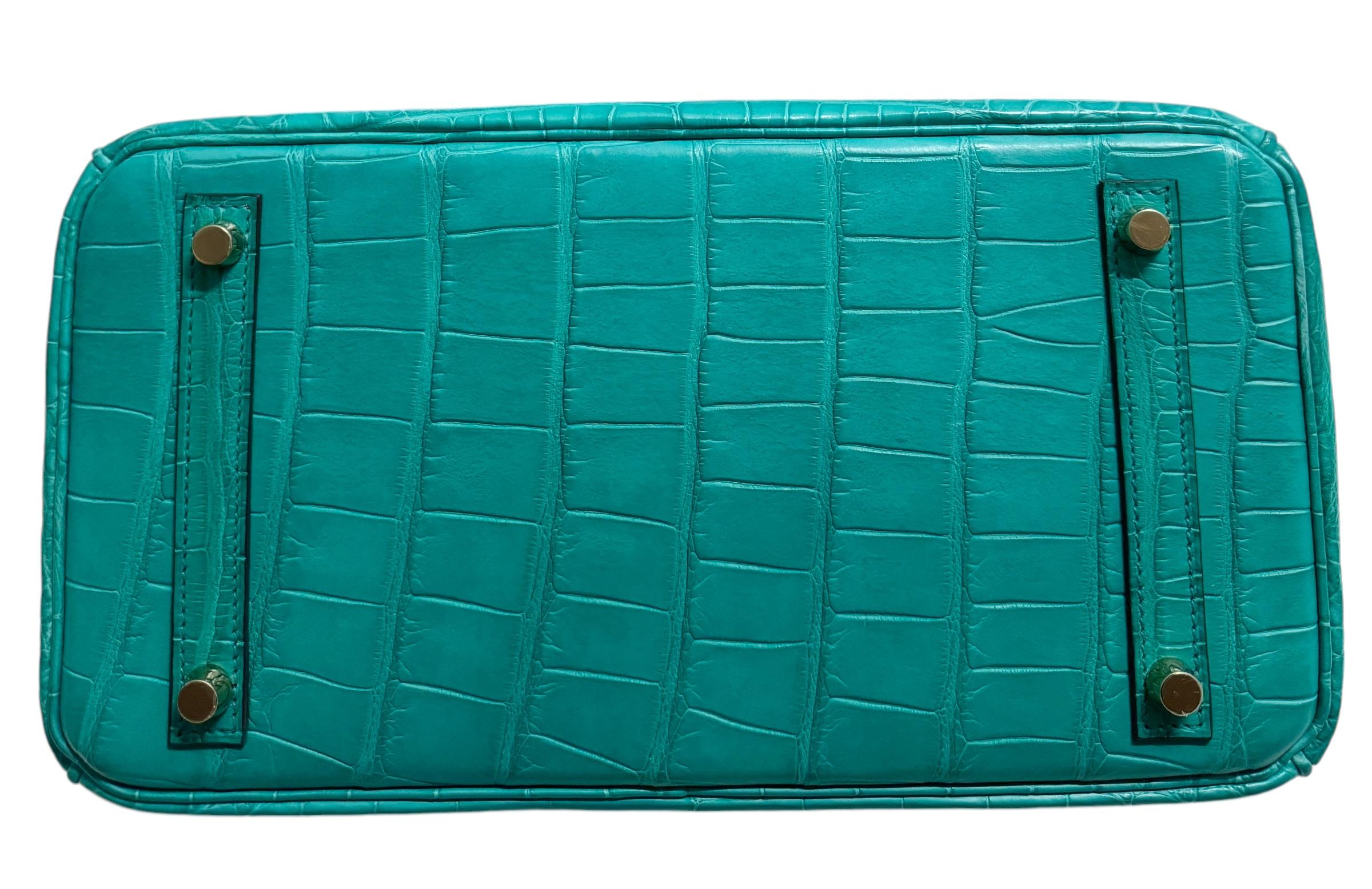 Hermes Birkin 30 Matte Alligator Blue Paon Gold Hardware 5
