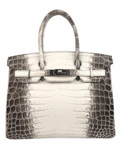 Hermes Birkin 30 Matte White Himalayan Niloticus Crocodile Palladium Hardware