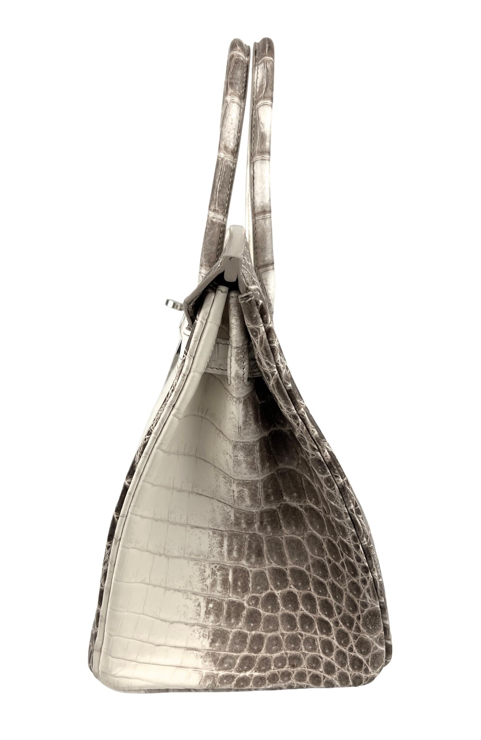 Hermes Birkin 30 Matte White Himalayan Niloticus Crocodile Palladium Hardware 3