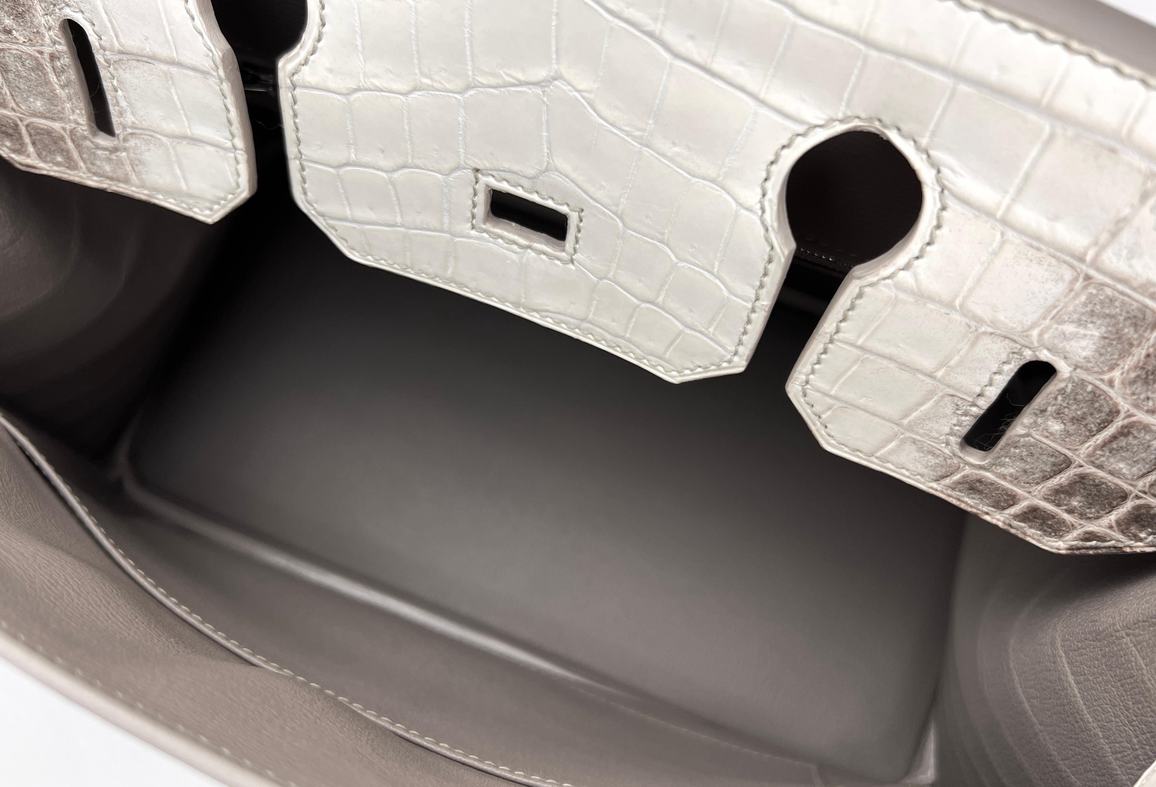 Hermes Birkin 30 Matte White Himalayan Niloticus Crocodile Palladium Hardware 4