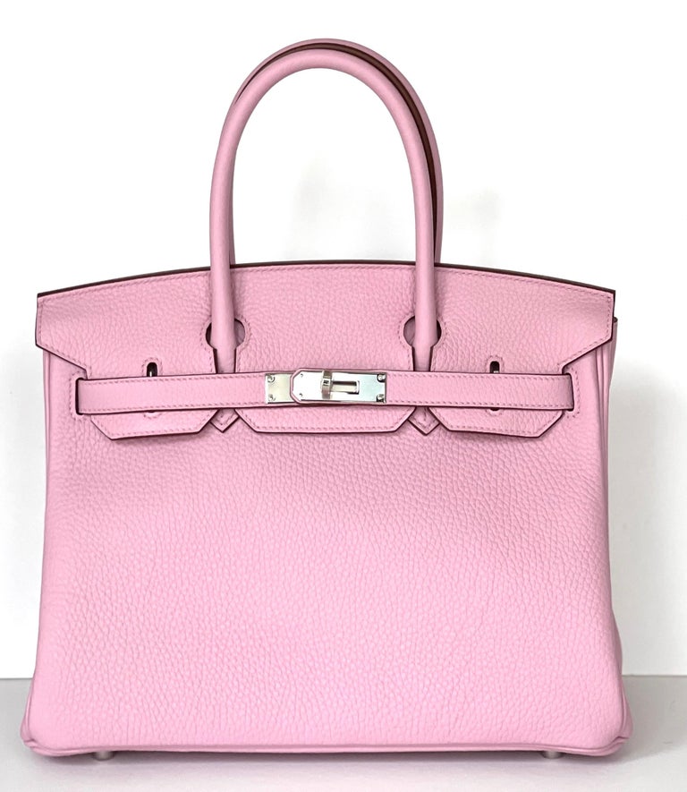 Hermes Birkin Handbag Pink Clemence with Palladium Hardware 30 Pink 21775349