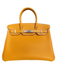 Hermes Birkin 30 Moutarde Mustard Yellow Palladium Hardware