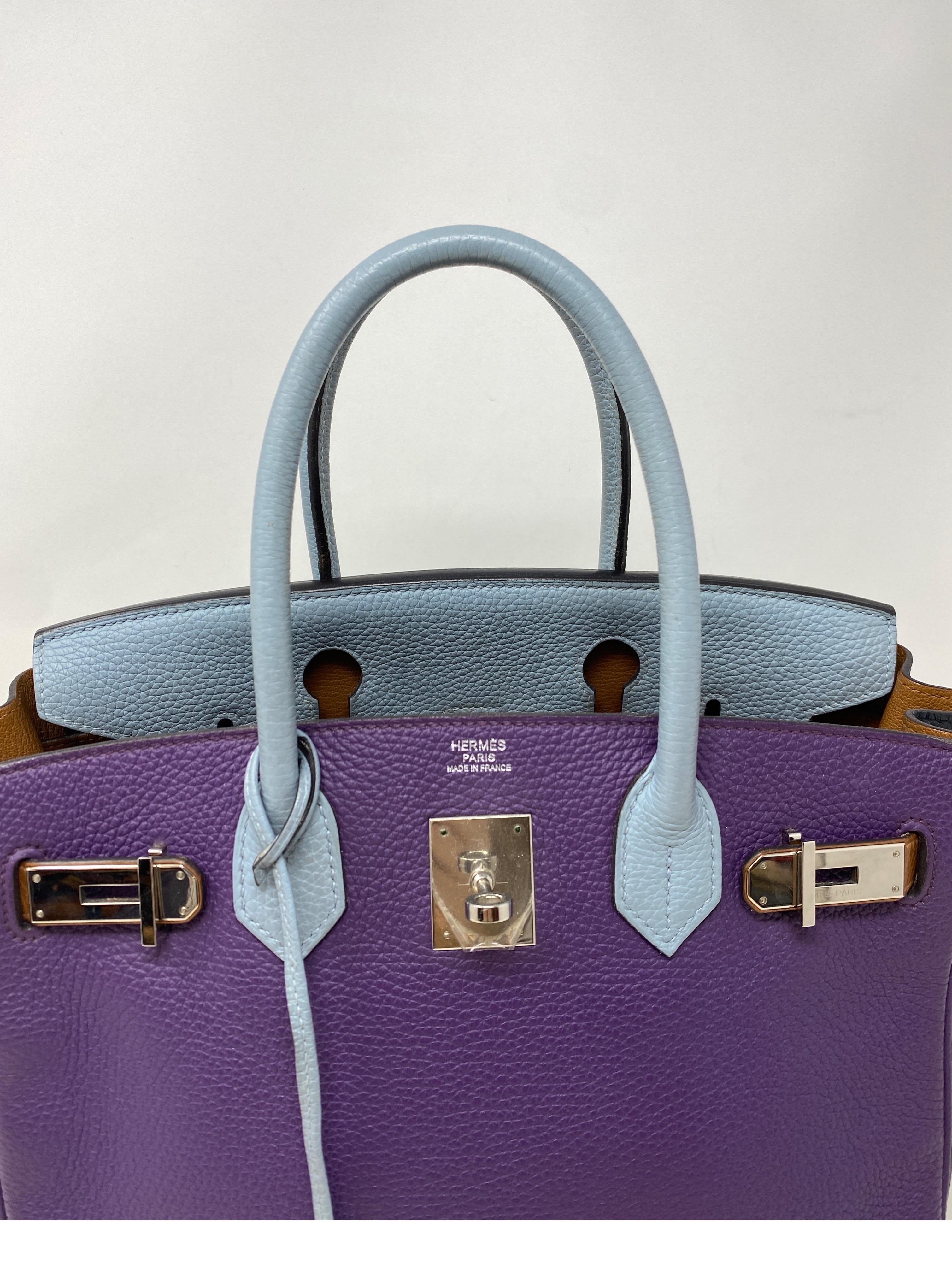 Purple Hermes Birkin 30 Multi-color Bag