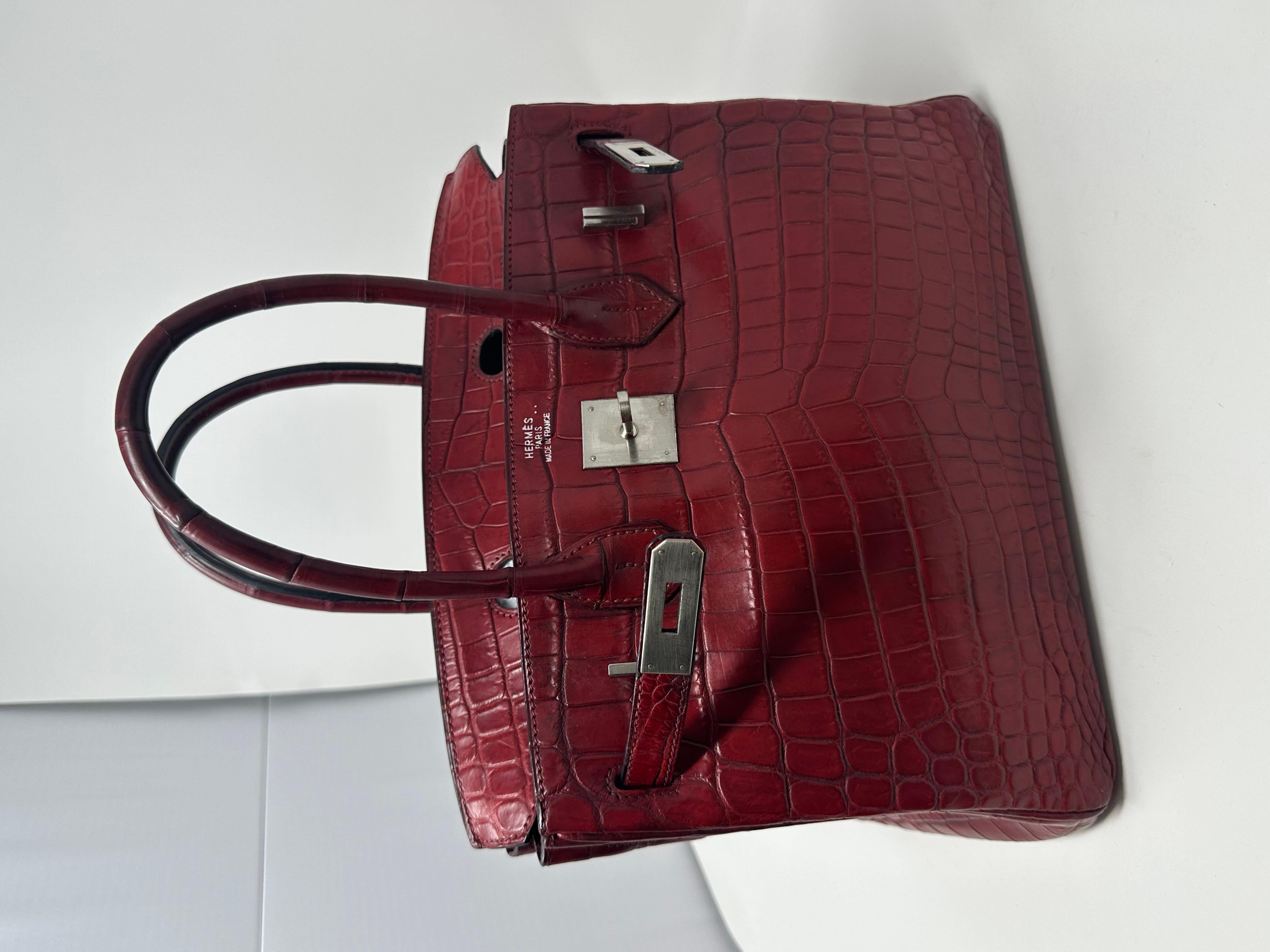 Women's or Men's Hermes Birkin 30 nilo crocodile brown bordeaux bag