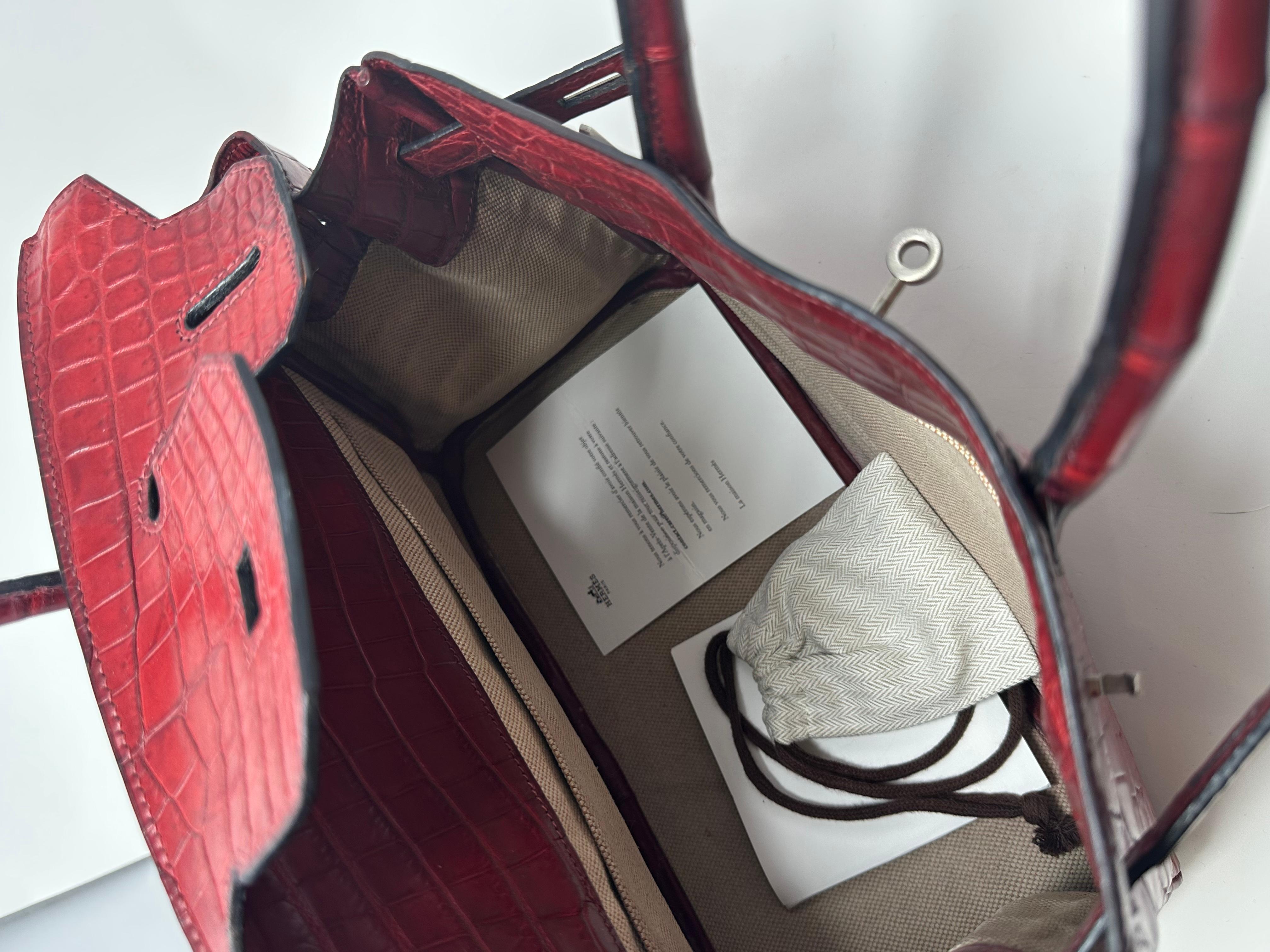 Hermes Birkin 30 nilo crocodile brown bordeaux bag 3