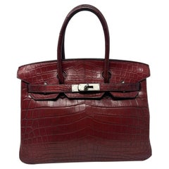 Hermes Birkin 30 nilo in coccodrillo marrone bordeaux