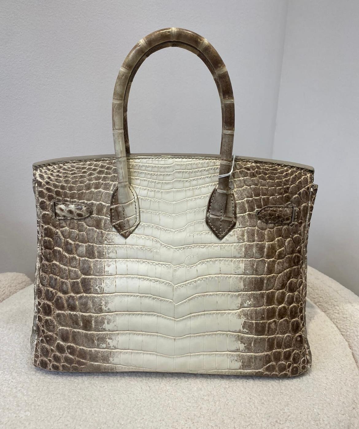 Gris Sac Hermès Birkin 30 Niloticus Himalayan Blanc en vente