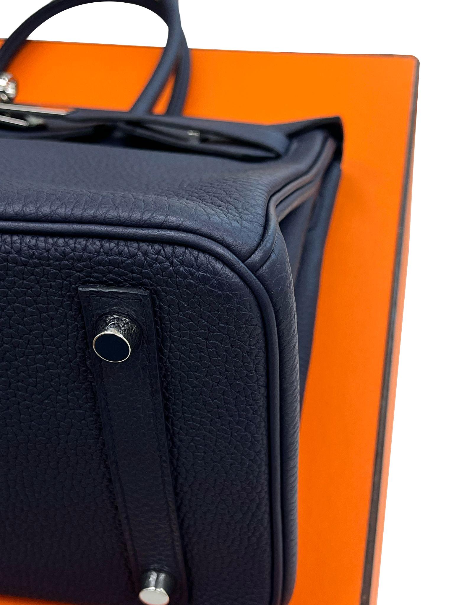 Hermes Birkin 30 Officier Bleu Nuit/Vert Cypress Togo Leather Palladium Hardware For Sale 15