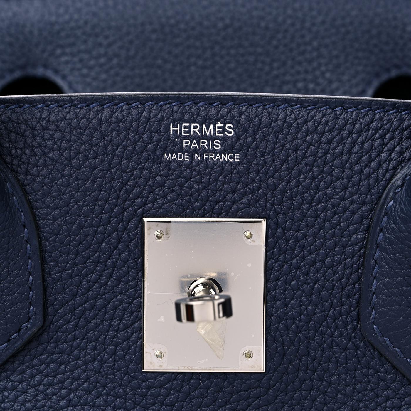 Hermes Birkin 30 Officier Bleu Nuit/Vert Cypress Togo Leather Palladium Hardware In Excellent Condition For Sale In Aventura, FL