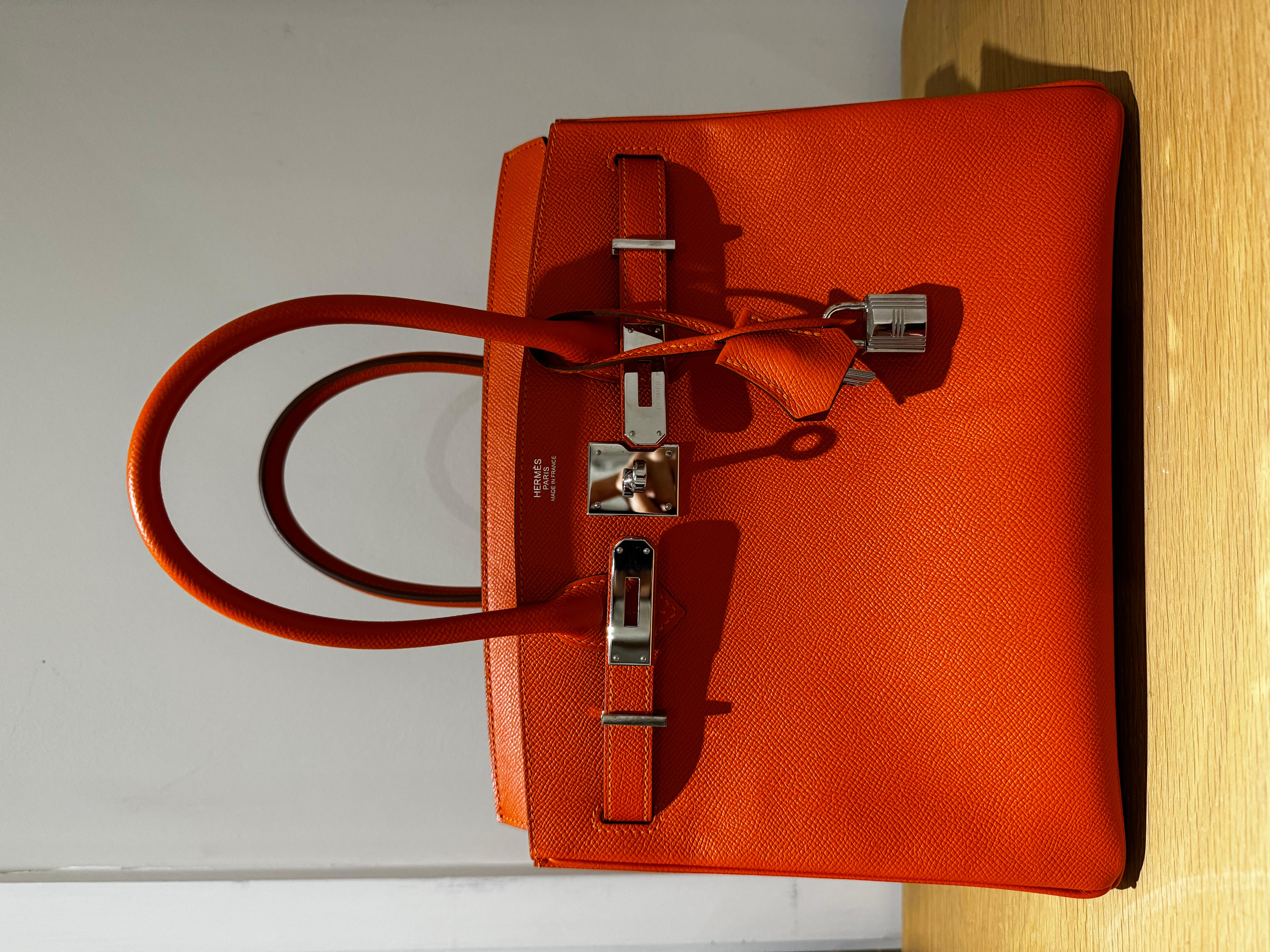 Hermes Birkin 30 orange epsom gold hardware bag In Excellent Condition In London, England