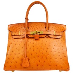 A Hermes Birkin 30 Blue Mykonos Ostrich Leather Bag