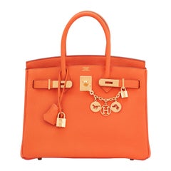 Hermes Birkin 30 Orange Feu Togo Birkin Gold Hardware NEW