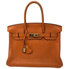 Hermes Birkin 30 Orange Gold Hardware Bag