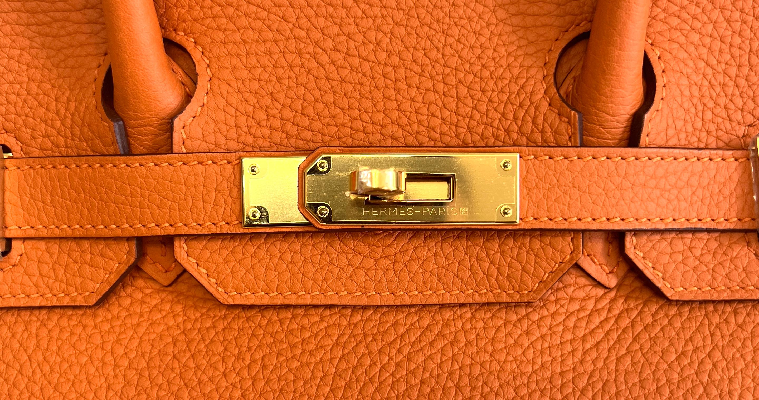 Hermes Birkin 30 Orange Leather Gold Hardware In Excellent Condition In Miami, FL
