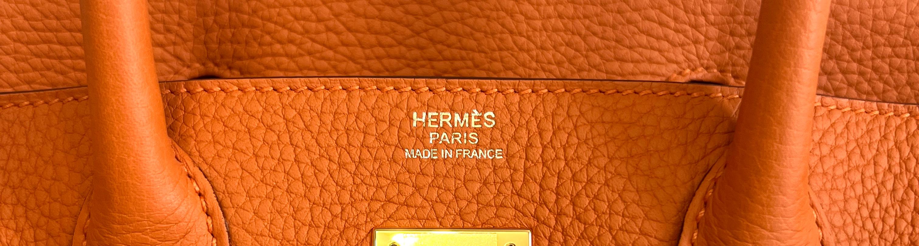 Women's or Men's Hermes Birkin 30 Orange Leather Gold Hardware