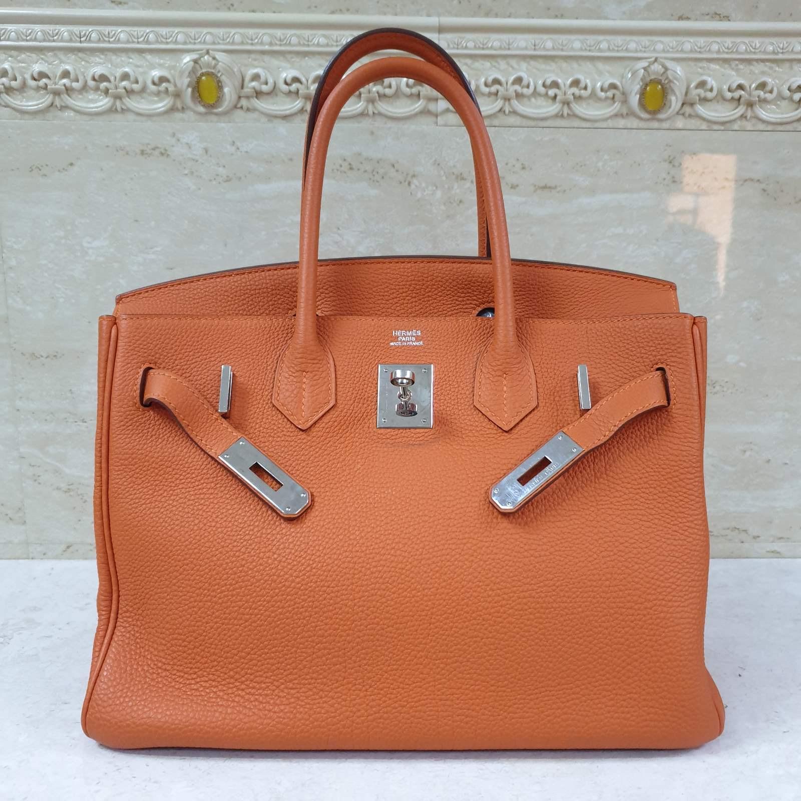 Hermès Birkin 30 Orange Leather Handbag 6